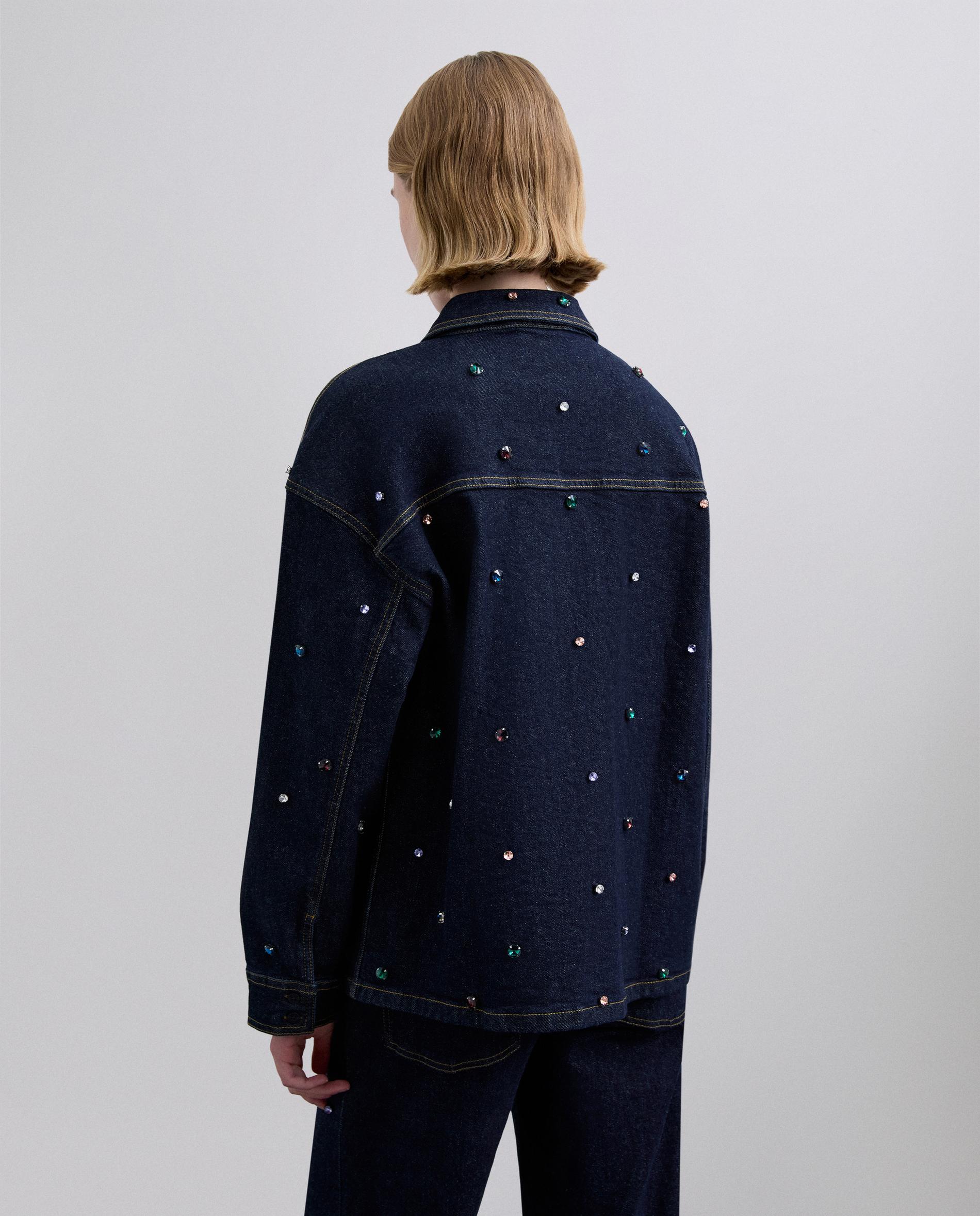 Sobrecamisa com Bordado Multicolor Azul-escuro-3