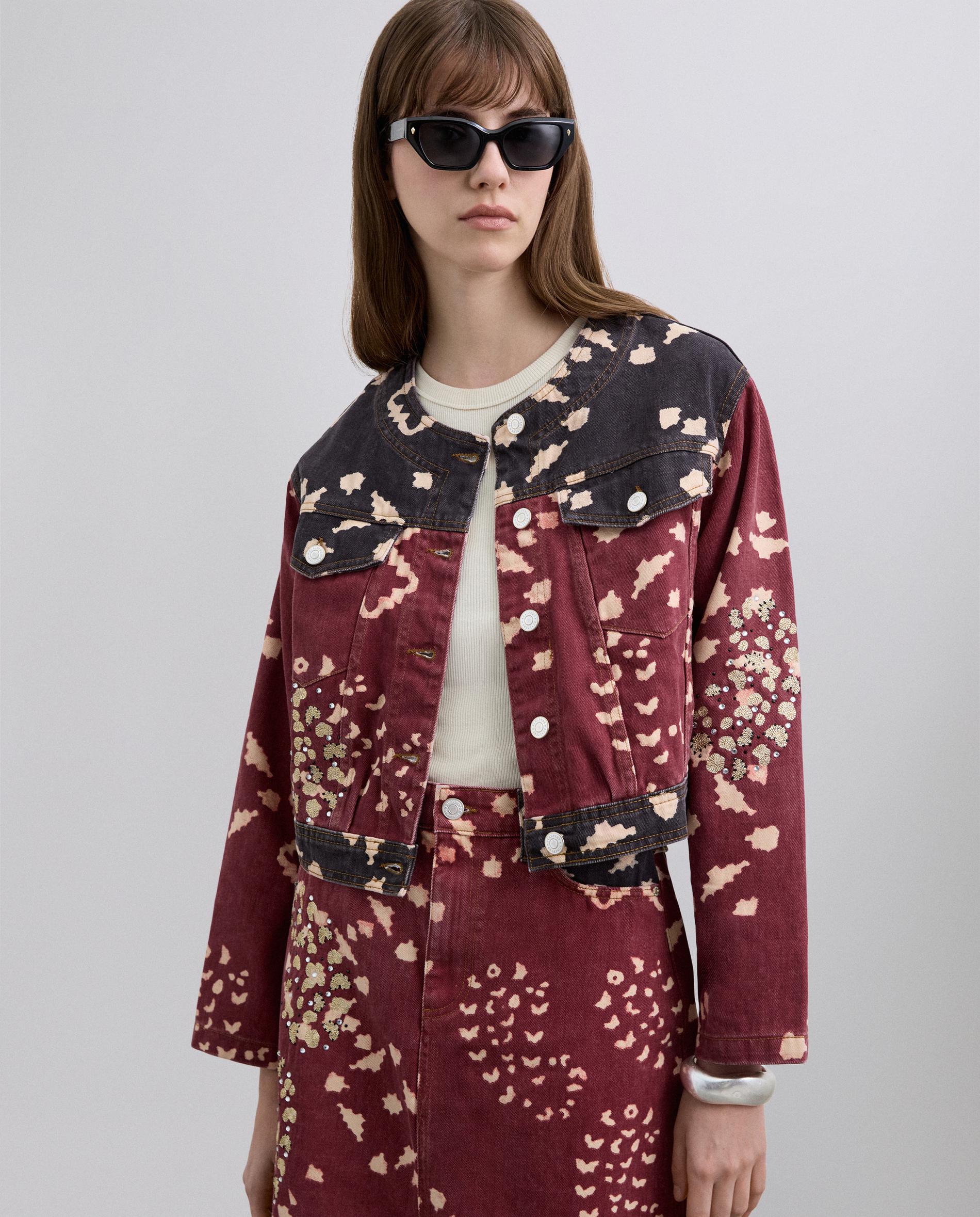 Imagem 0 de Casaco Jeans Estampado com Gola Redonda