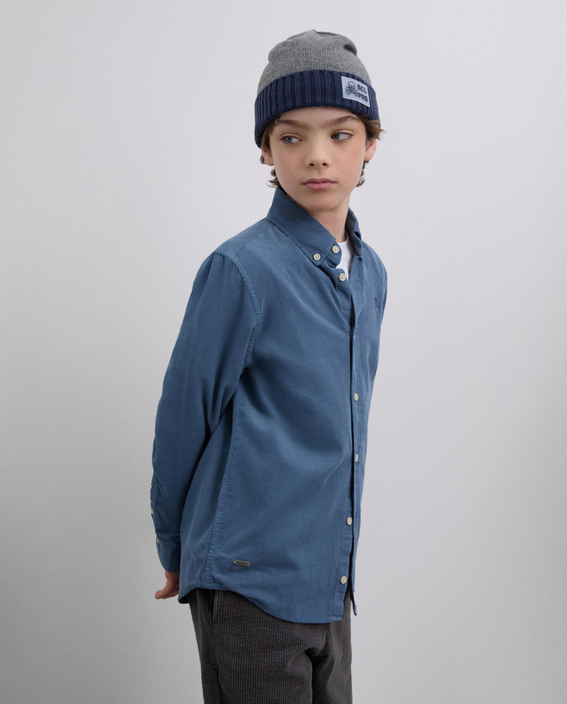 Camisa Infantil em Algodão e Manga Comprida Scalpers Azul-marinho-4