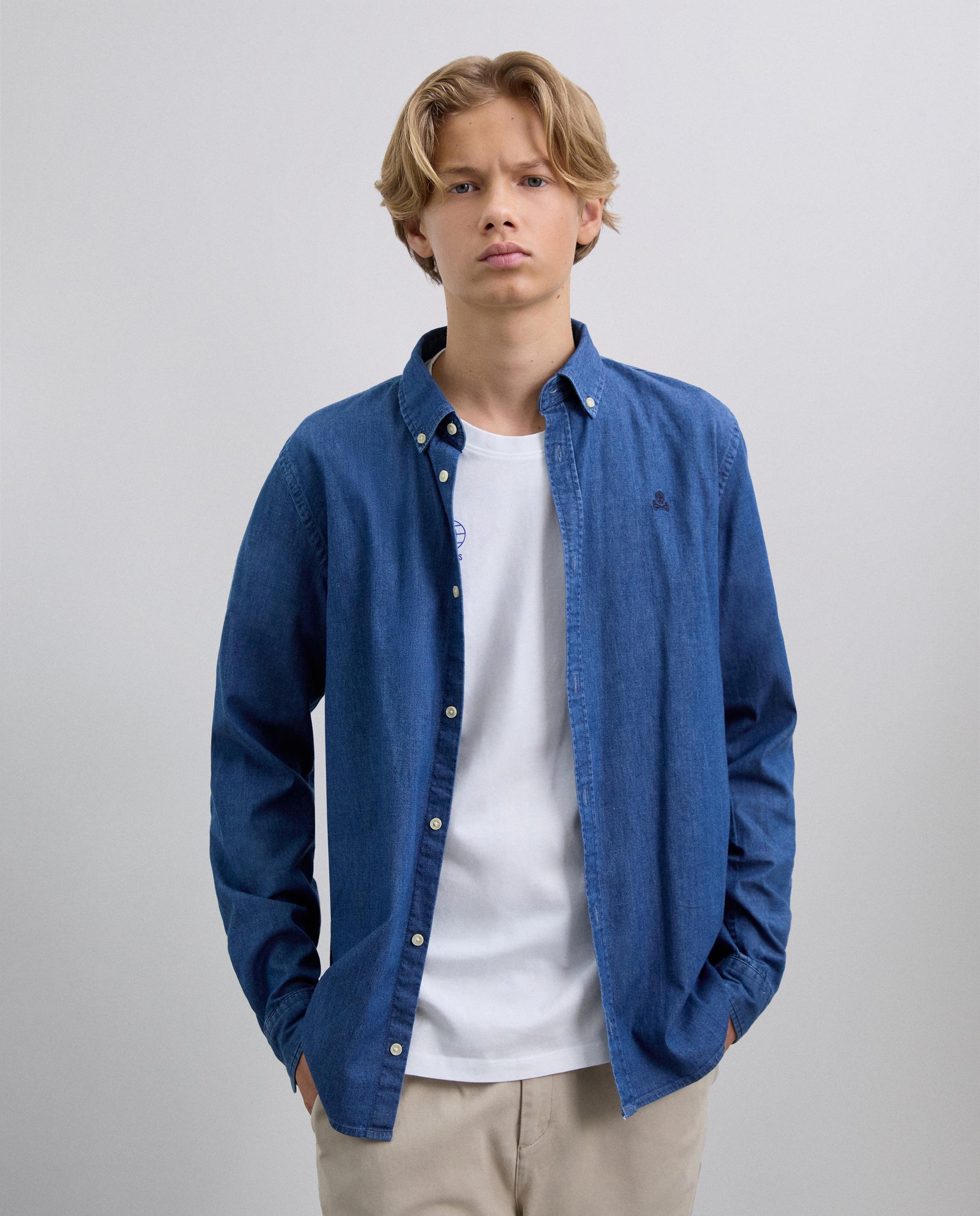 Camisa Oxford Infantil Denim Regular Fit Scalpers Azul denim-1