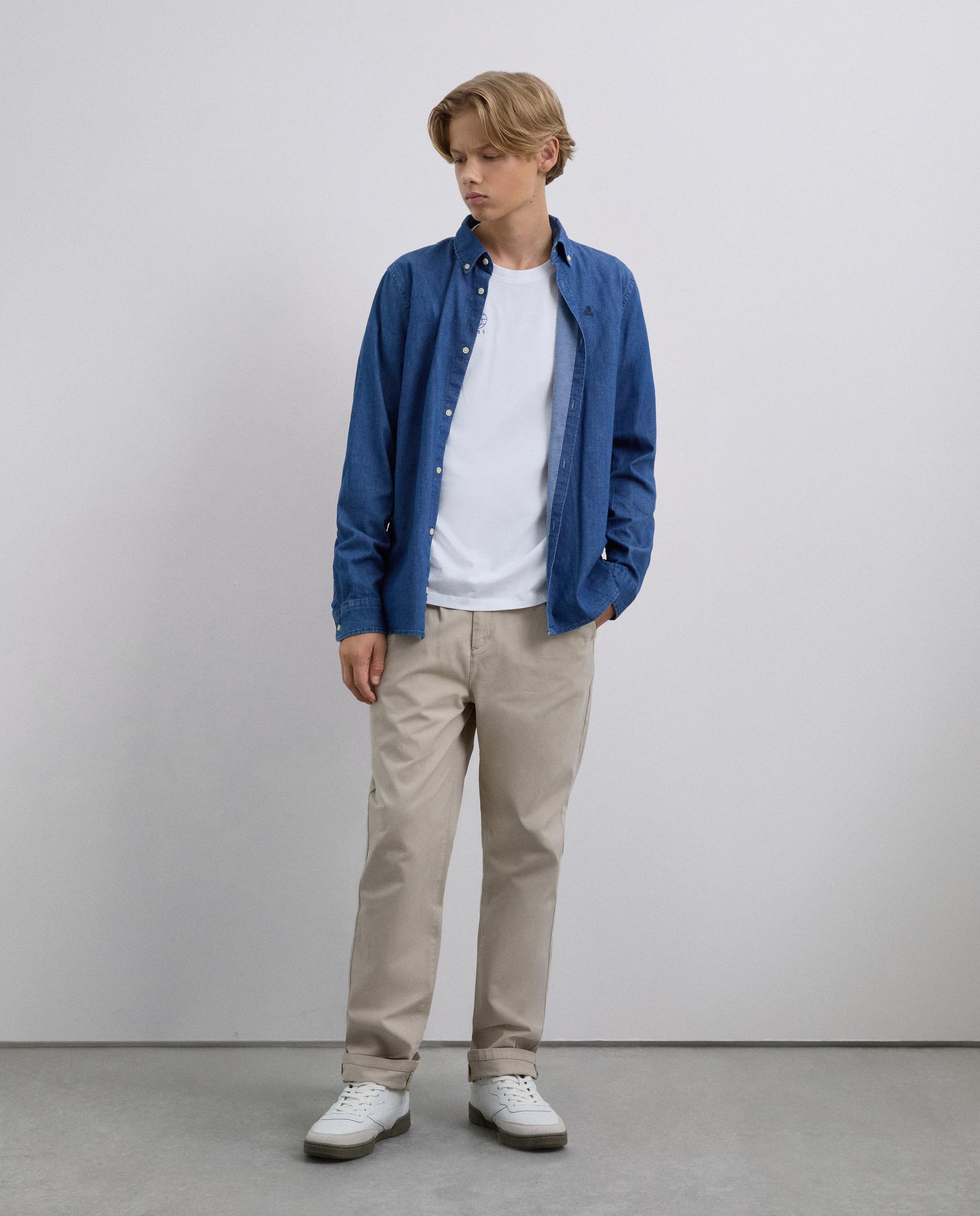 Camisa Oxford Infantil Denim Regular Fit Scalpers Azul denim-2