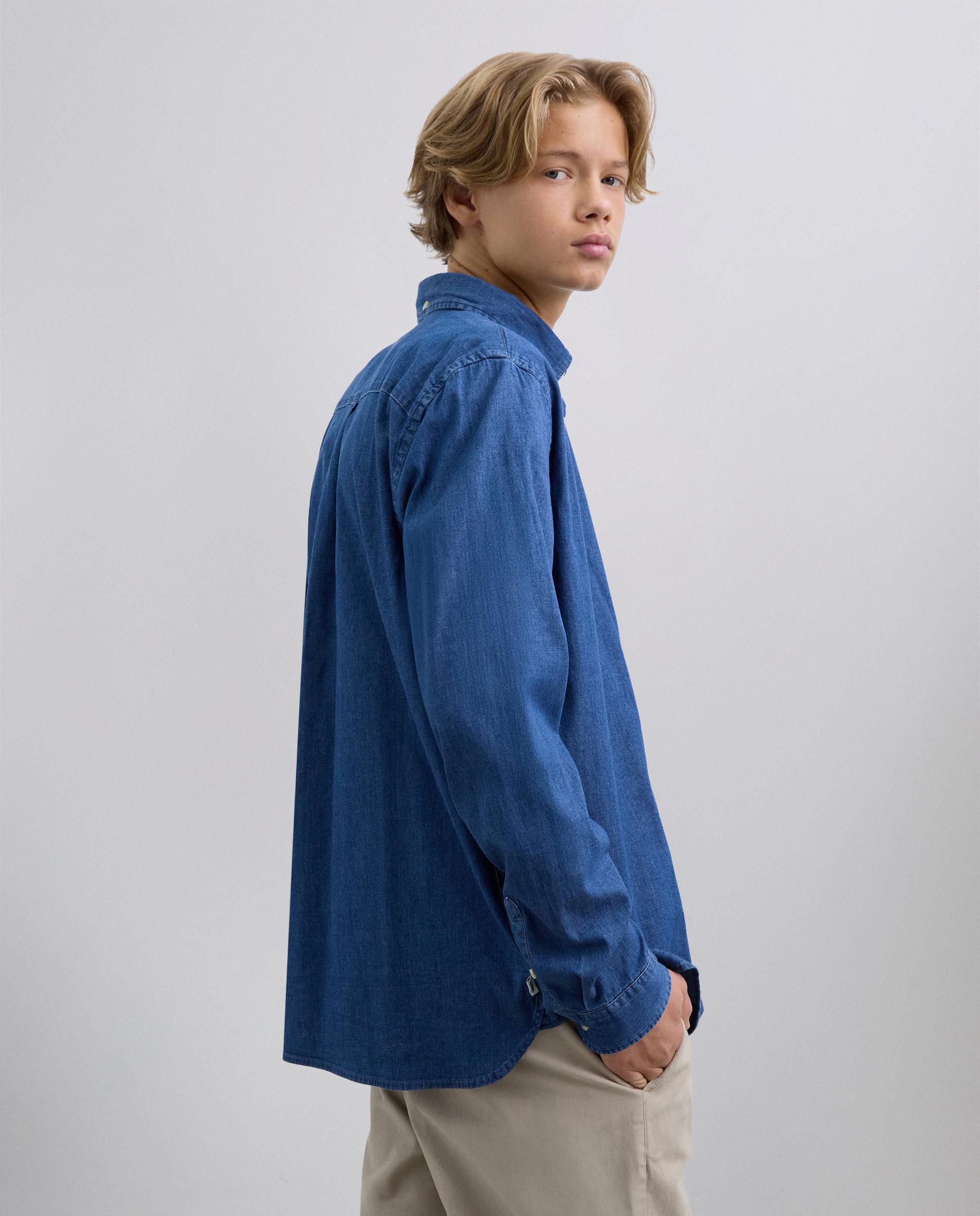 Camisa Oxford Infantil Denim Regular Fit Scalpers Azul denim-3