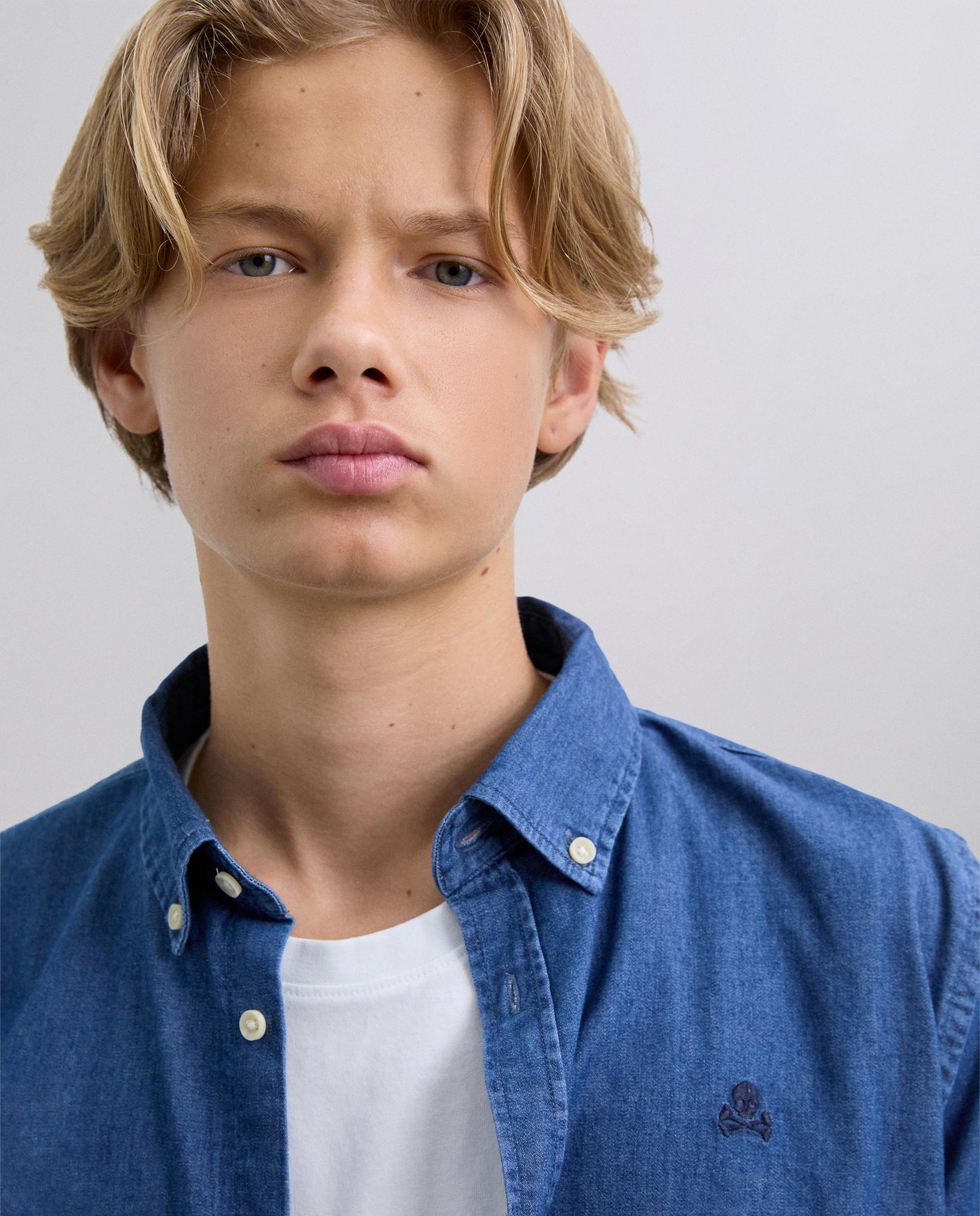 Camisa Oxford Infantil Denim Regular Fit Scalpers Azul denim-4