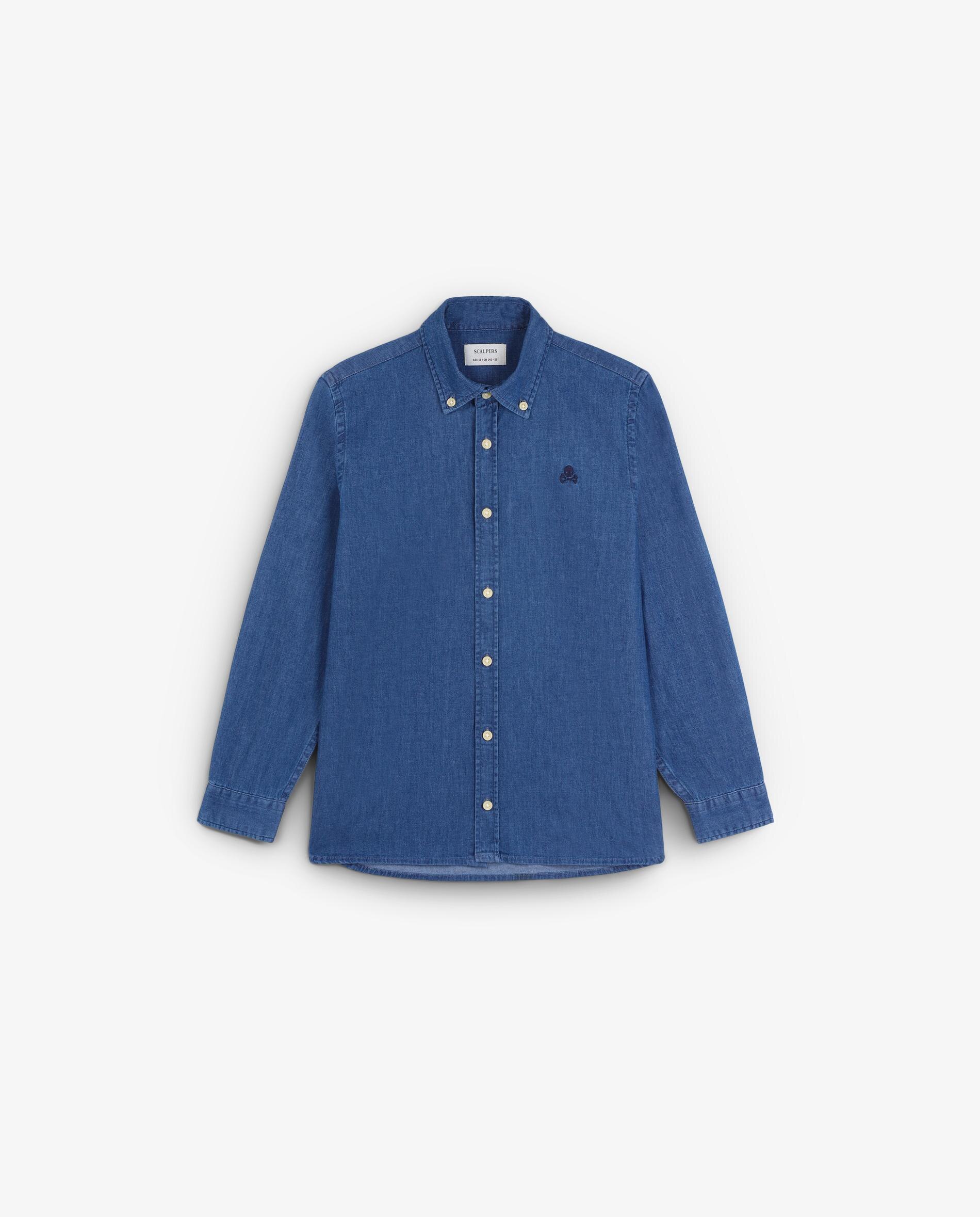 Camisa Oxford Infantil Denim Regular Fit Scalpers Azul denim-5