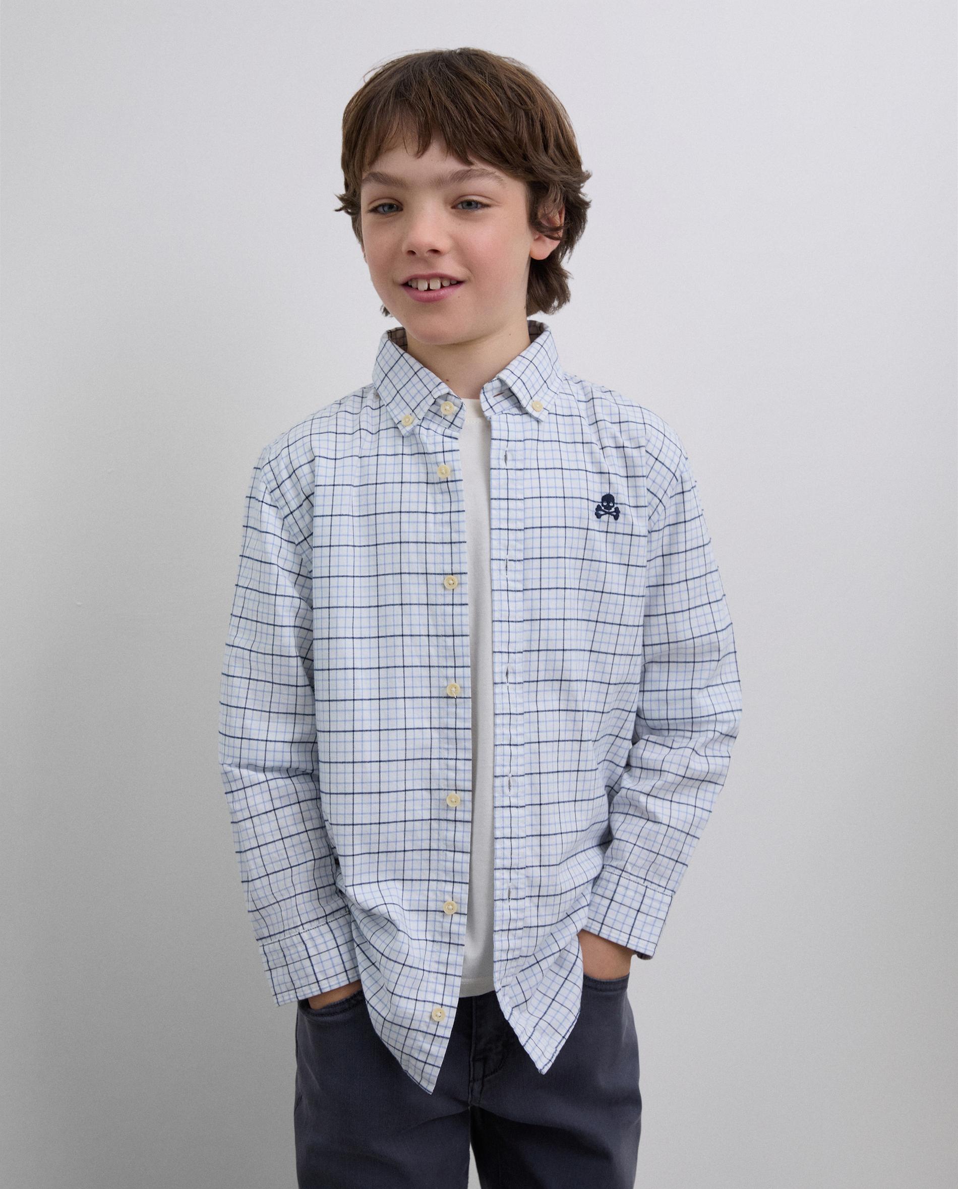 Imagem 0 de Camisa Infantil de Algodão com Design Aos Quadrados Finos