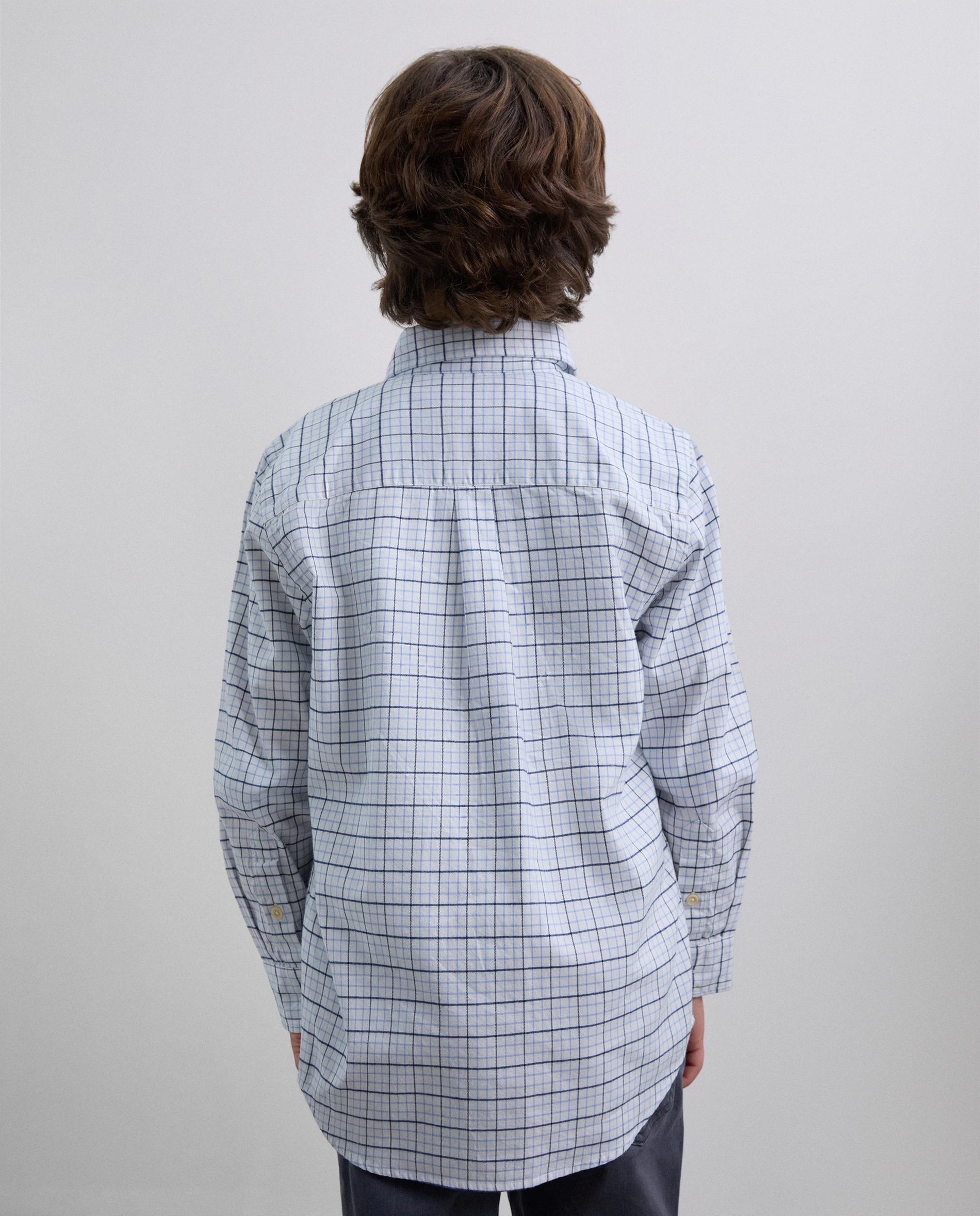 Camisa Infantil de Algodão com Design Aos Quadrados Finos Scalpers Azul-2