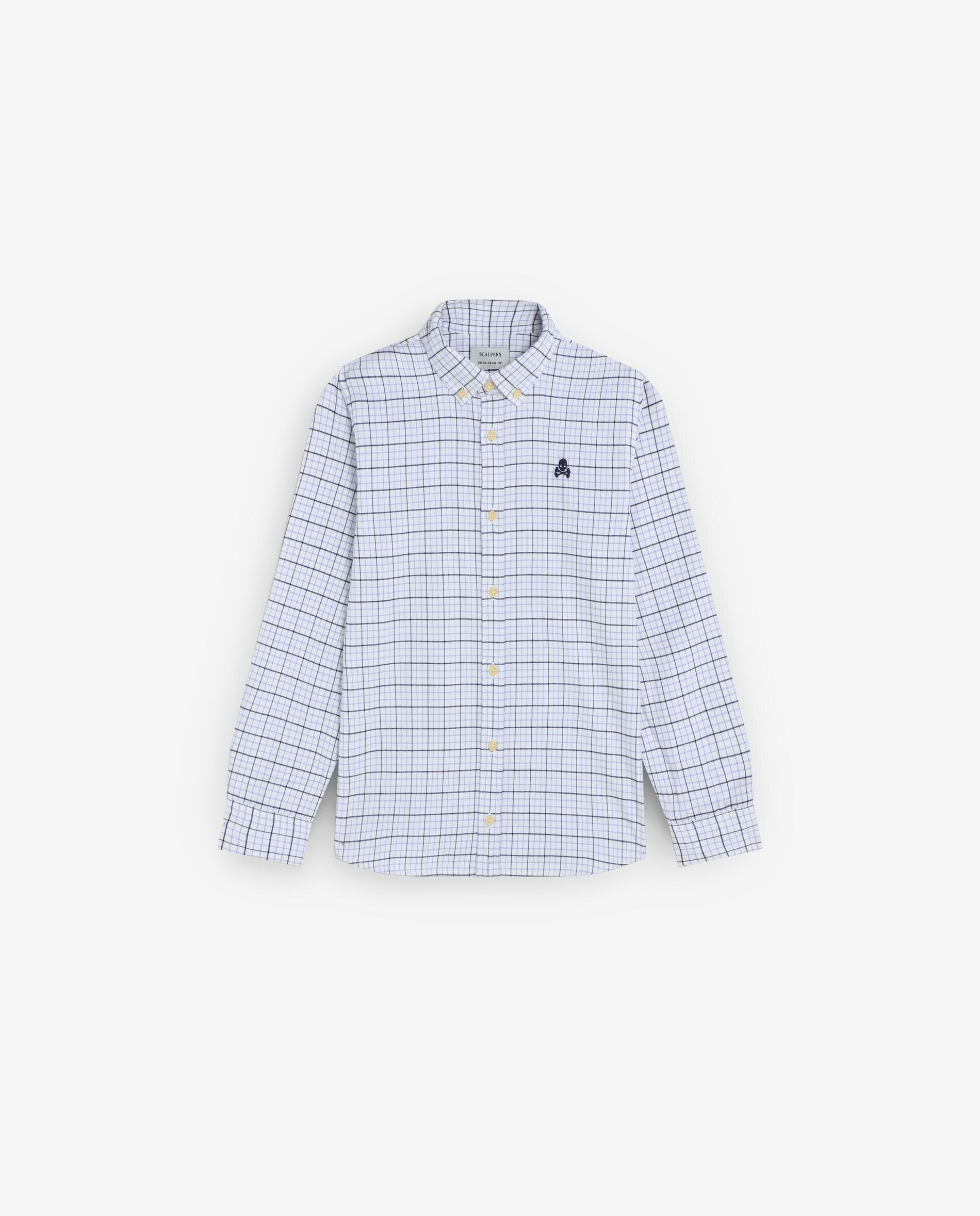 Camisa Infantil de Algodão com Design Aos Quadrados Finos Scalpers Azul-4