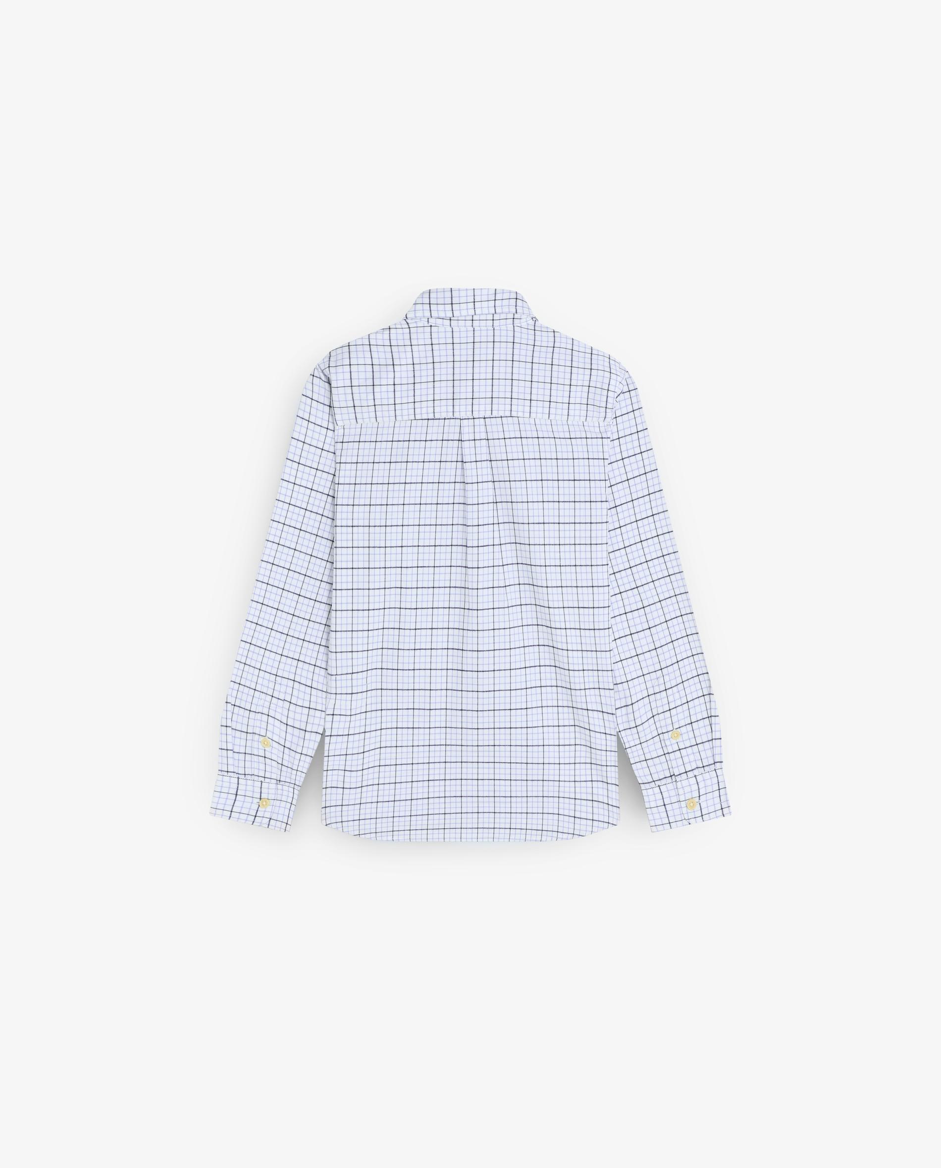 Camisa Infantil de Algodão com Design Aos Quadrados Finos Scalpers Azul-5