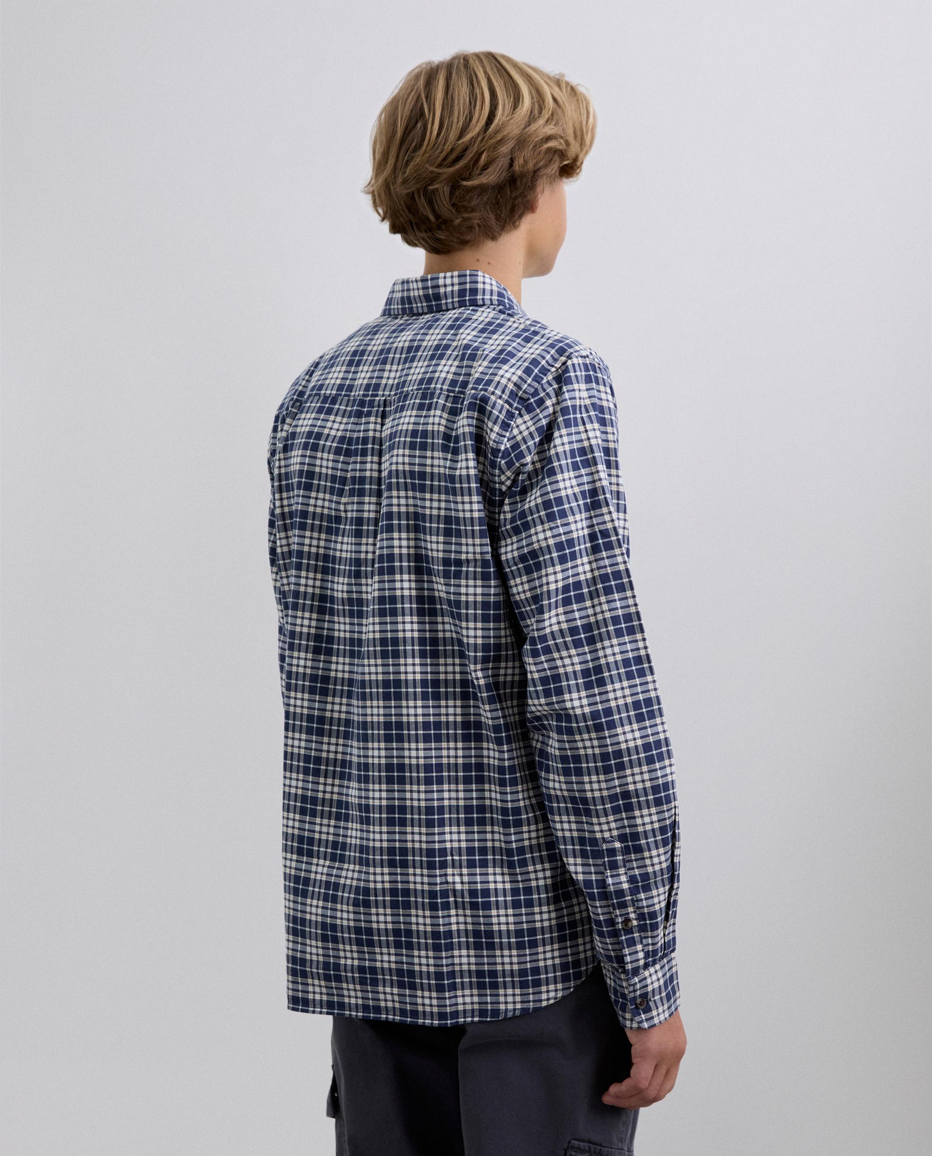 Camisa Infantil aos Quadrados de Algodão Scalpers Azul-2