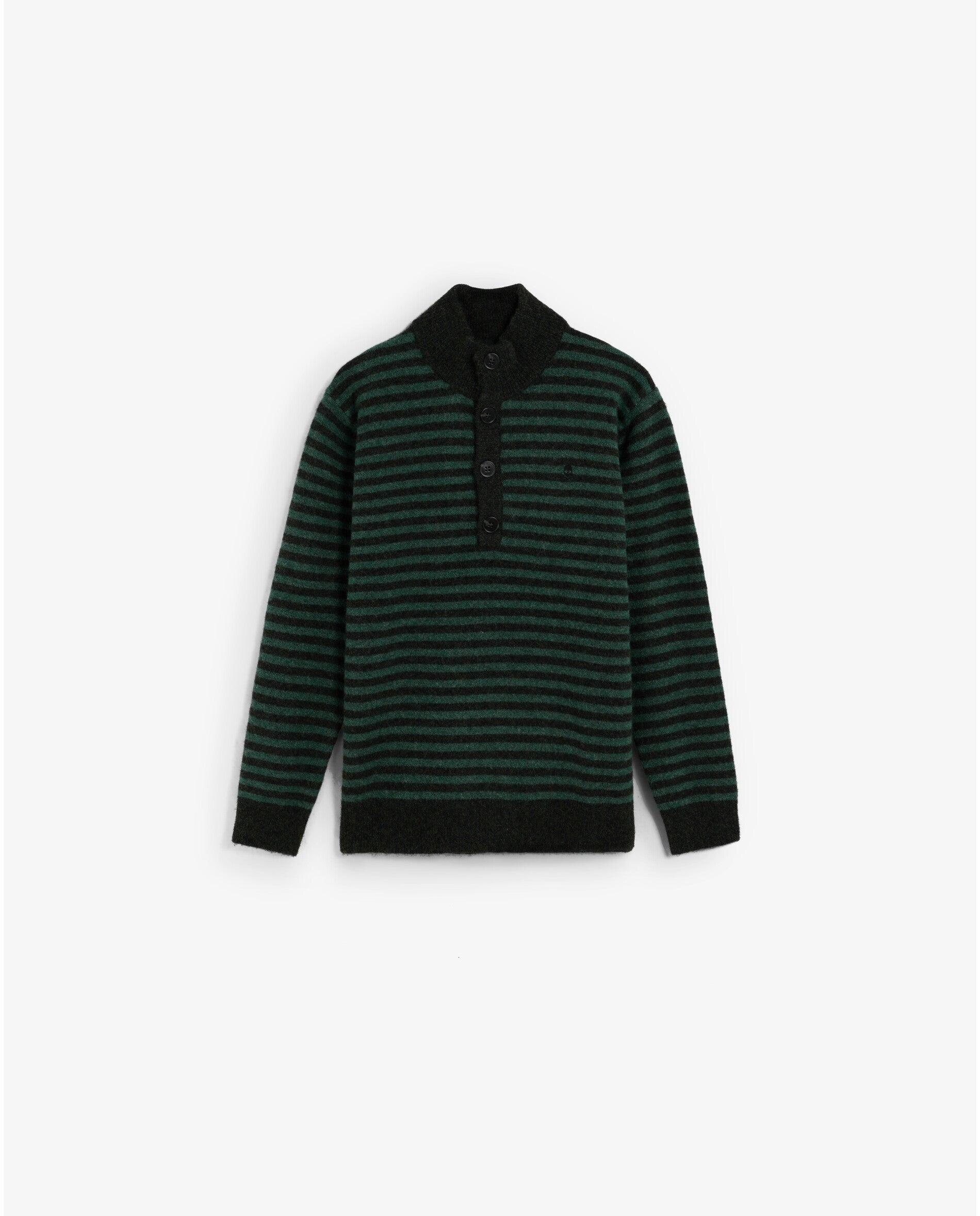Camisola Infantil às Riscas com Botões Scalpers Verde-escuro-4