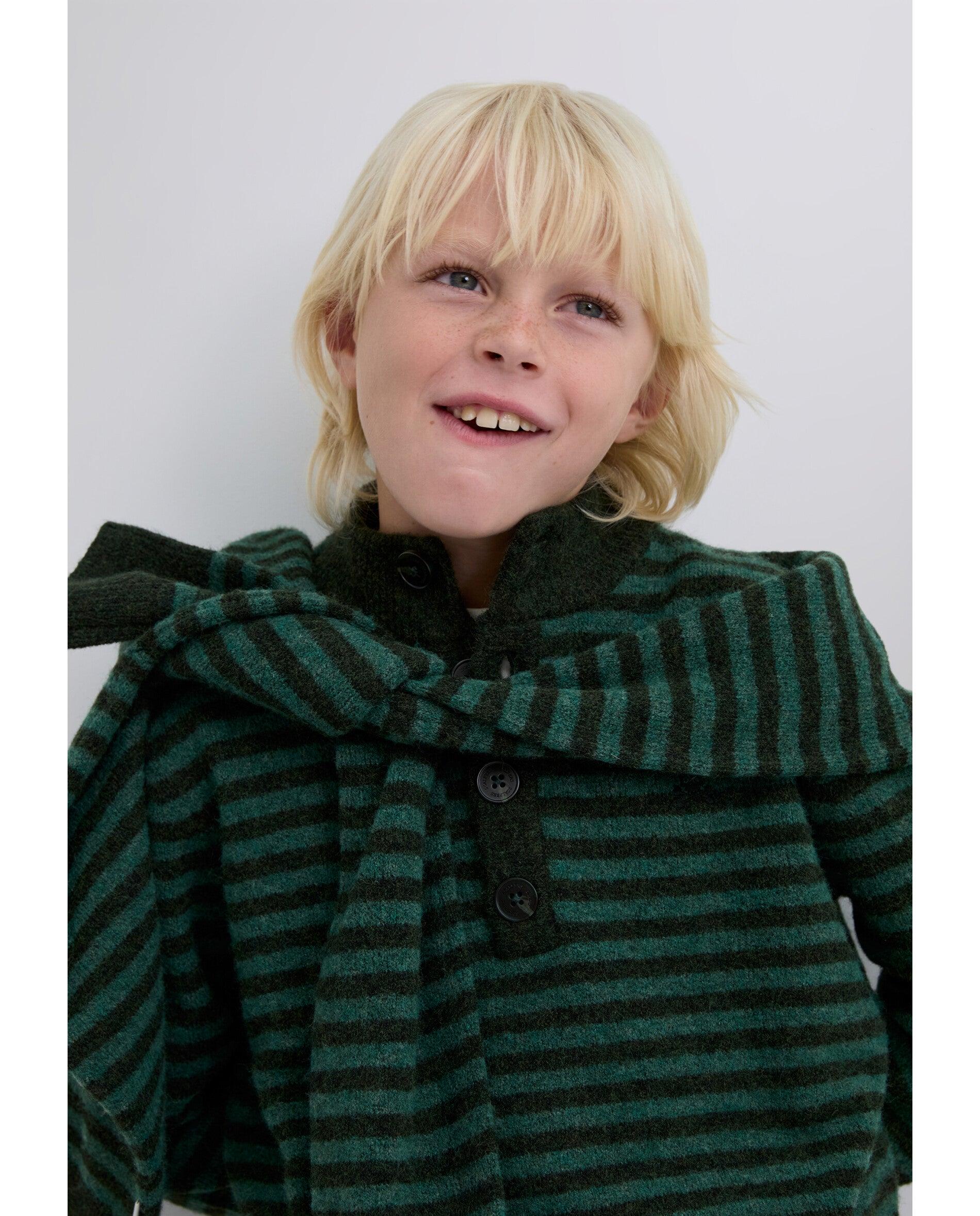 Camisola Infantil às Riscas com Botões Scalpers Verde-escuro-6