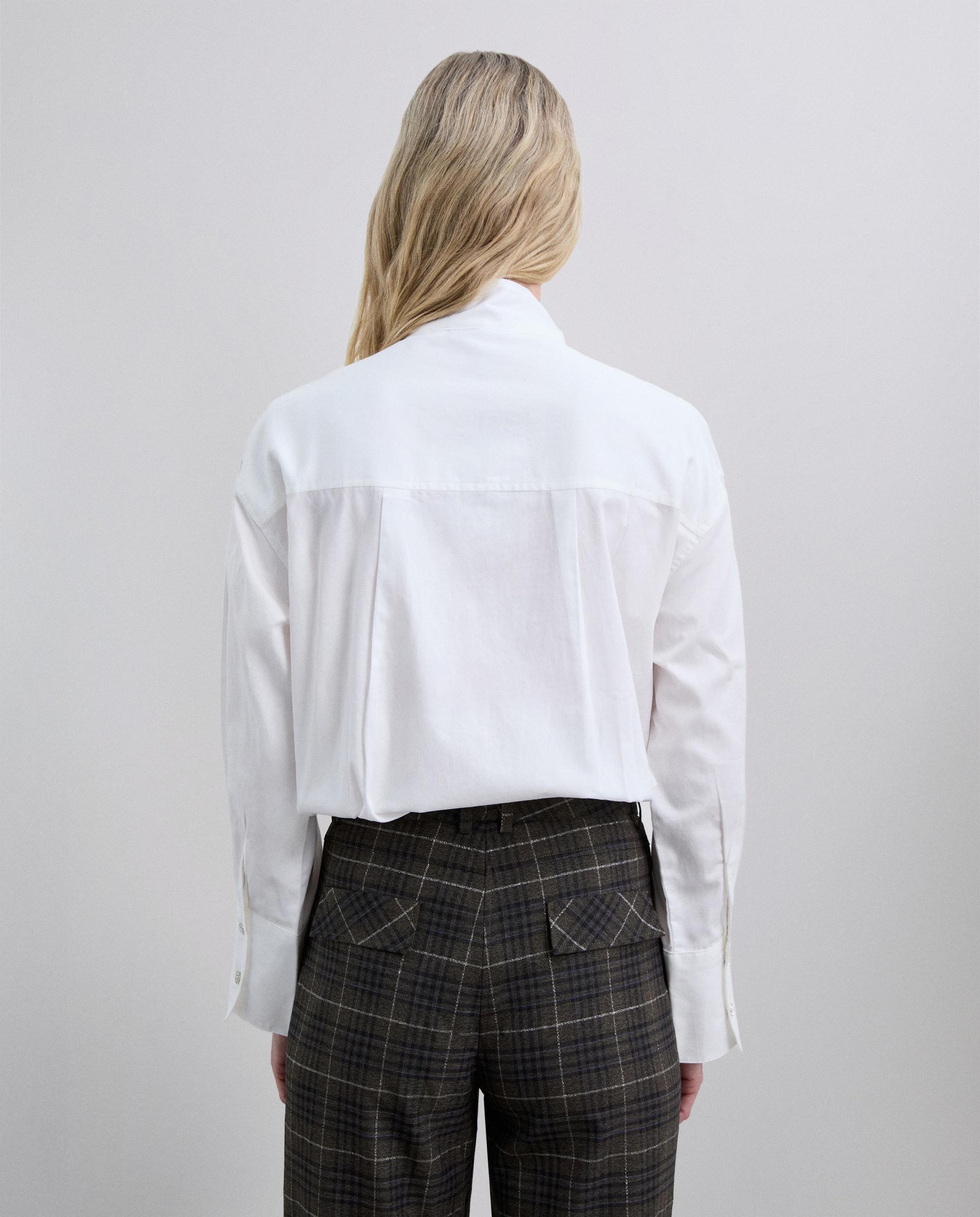 Blusa de Manga Comprida com Laçada na Gola Branco-3