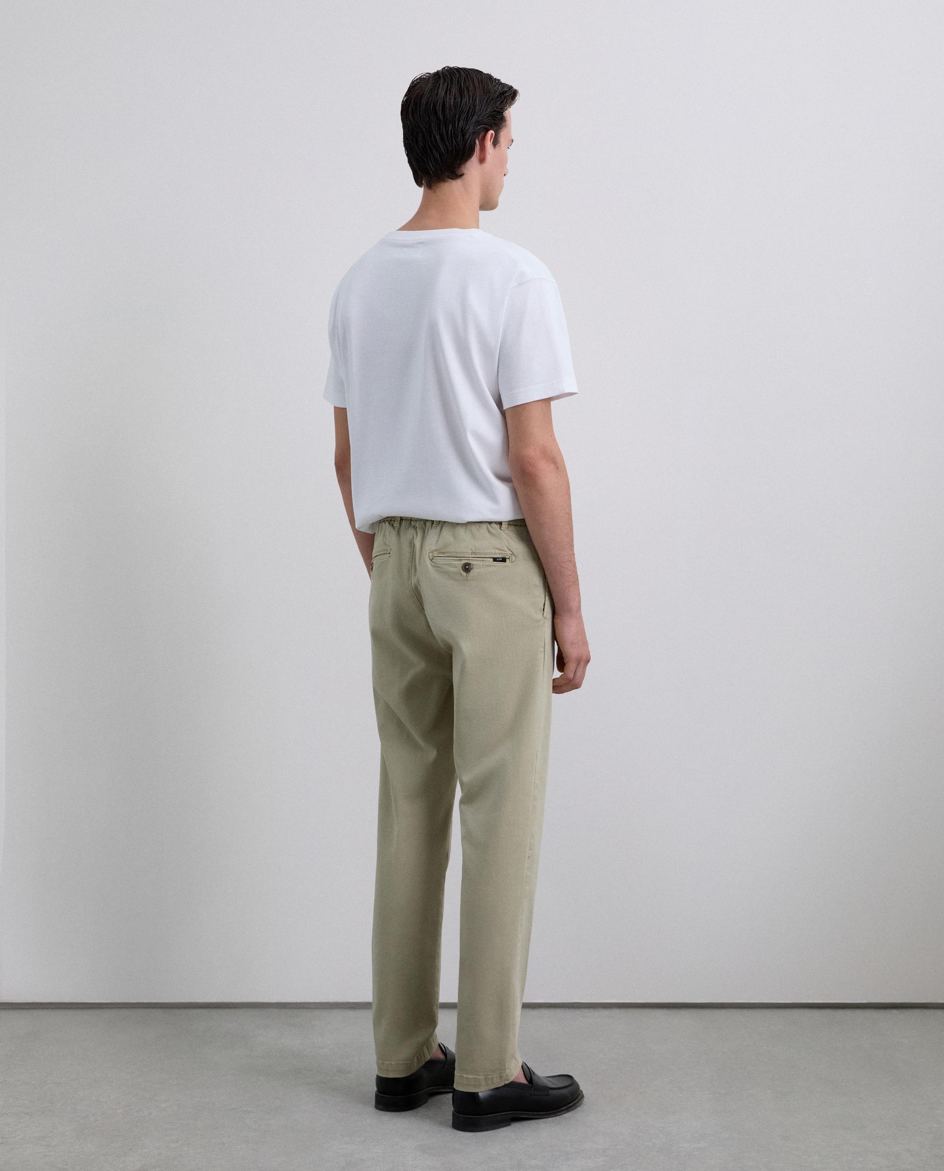 Calças Chino de Corte Regular em Algodão Bege-3