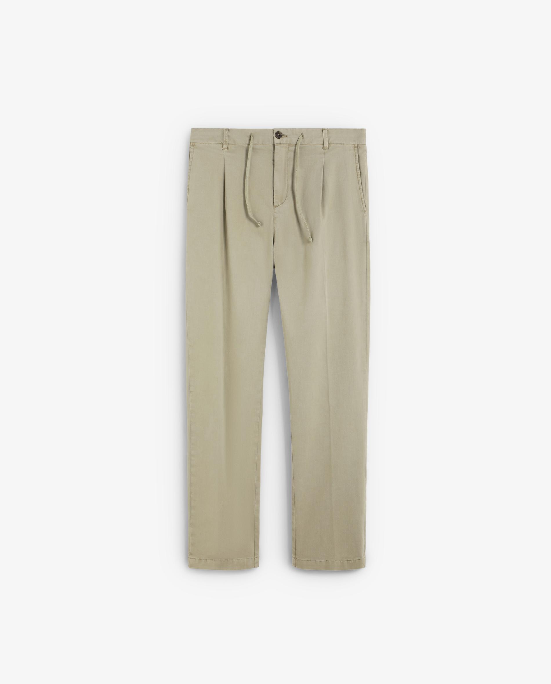 Calças Chino de Corte Regular em Algodão Bege-5