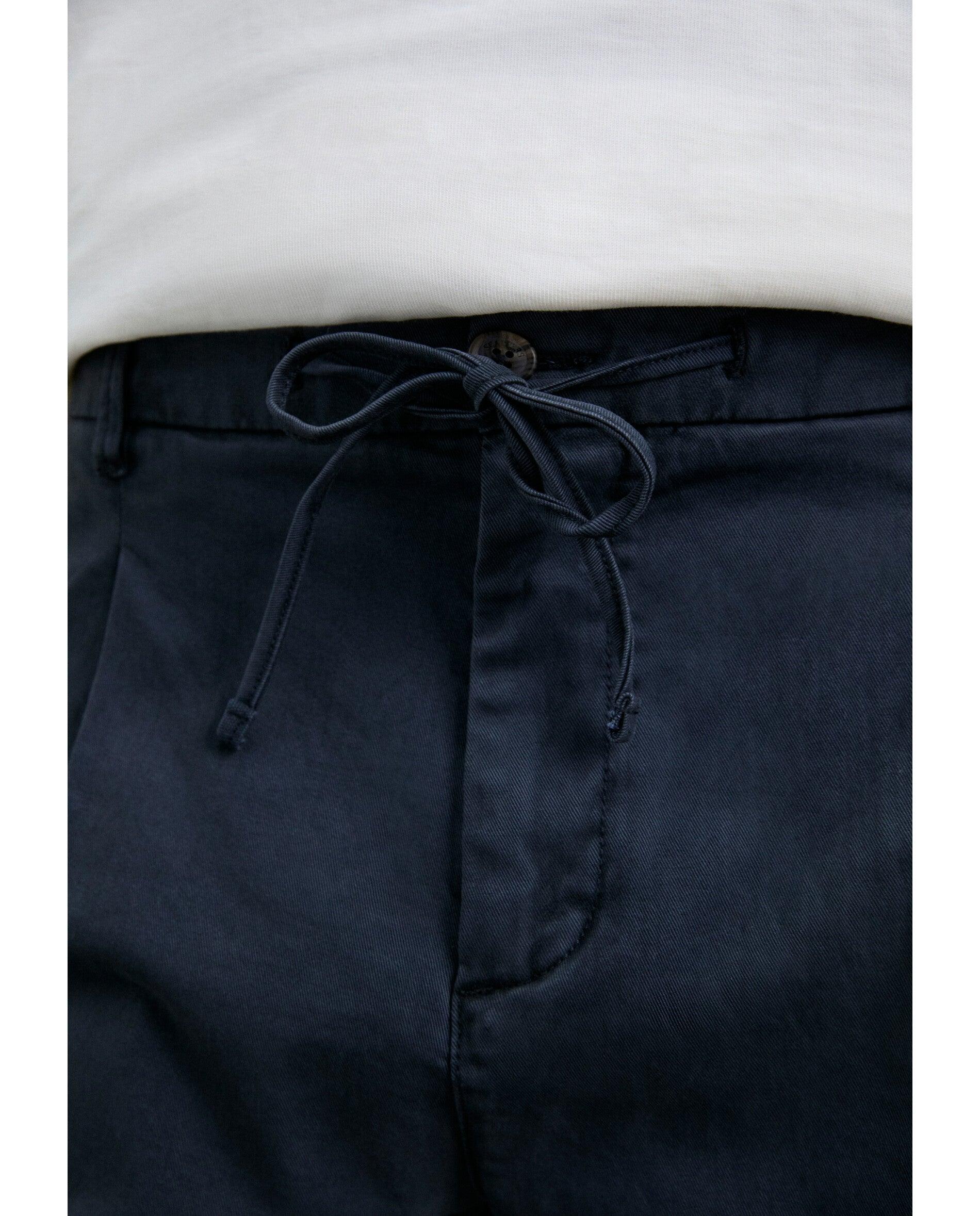 Calças Chino de Algodão com Corte Regular Azul-escuro-4