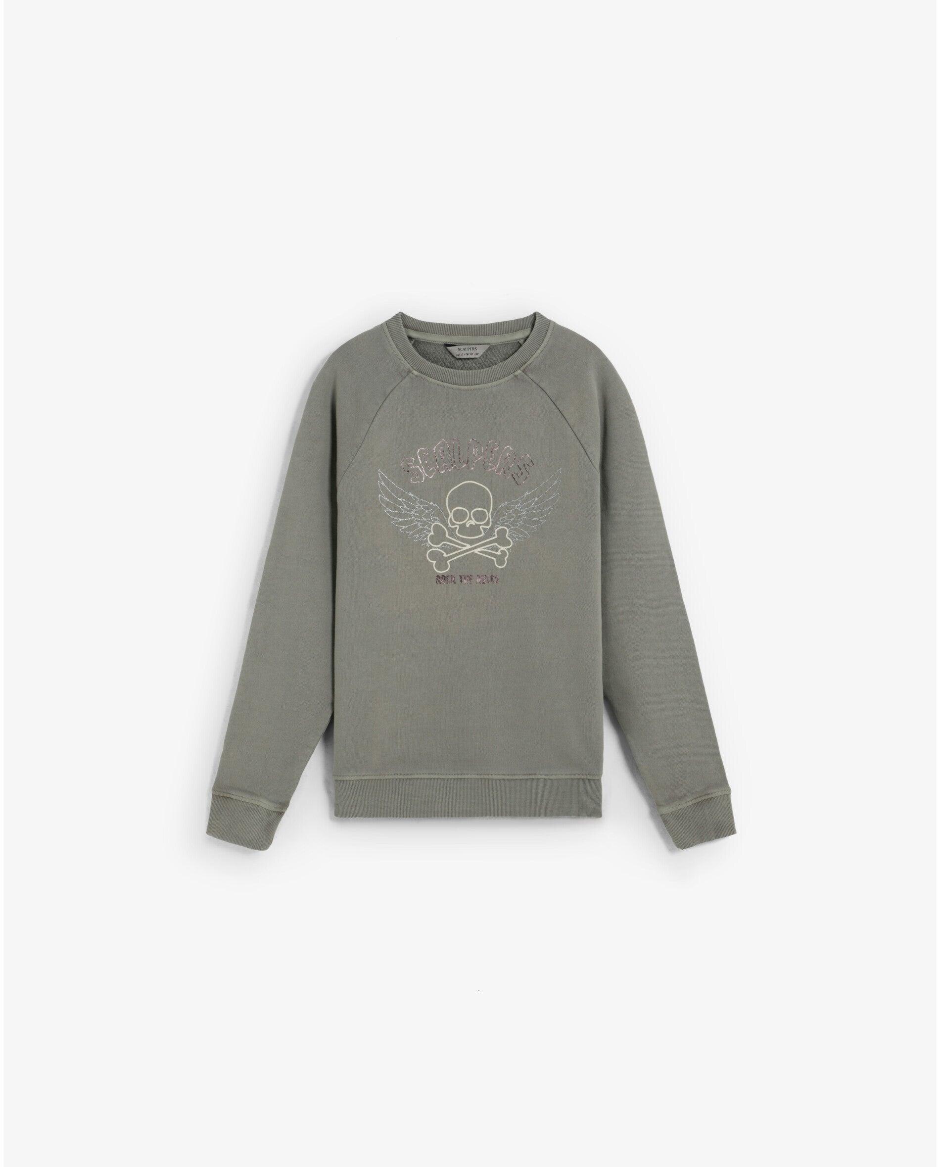 Sweatshirt Infantil com Gola Redonda e Print Frontal Scalpers Cinzento-claro-1