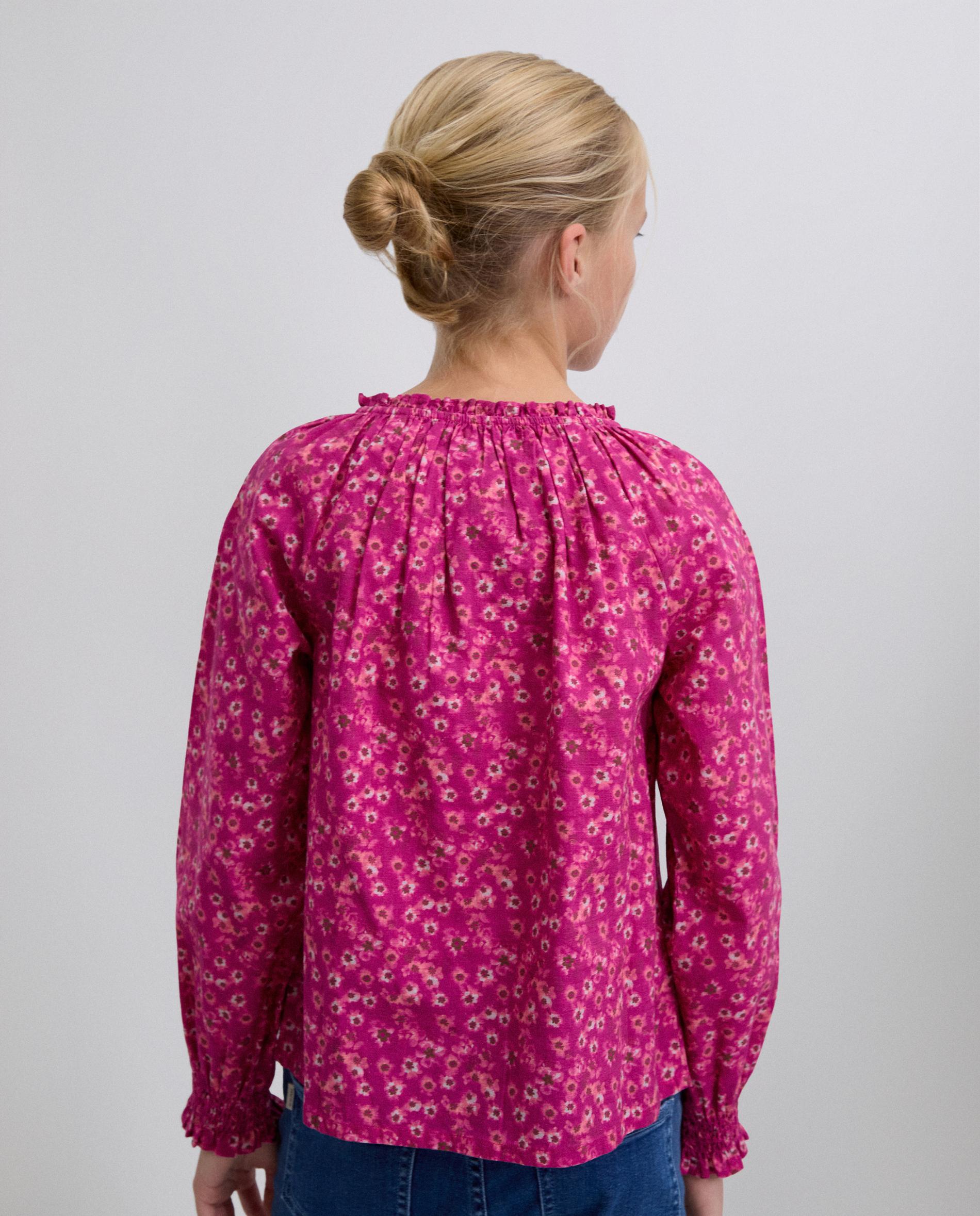 Blusa em Algodão e Manga Abalonada Rosa-3