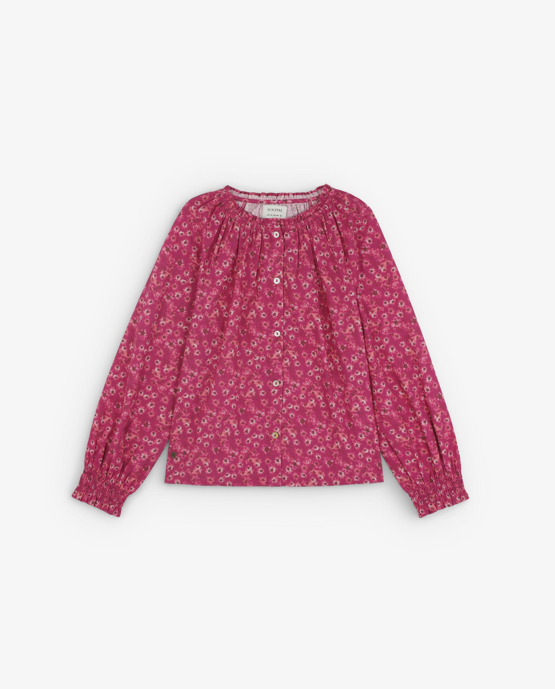 Blusa em Algodão e Manga Abalonada Rosa-5