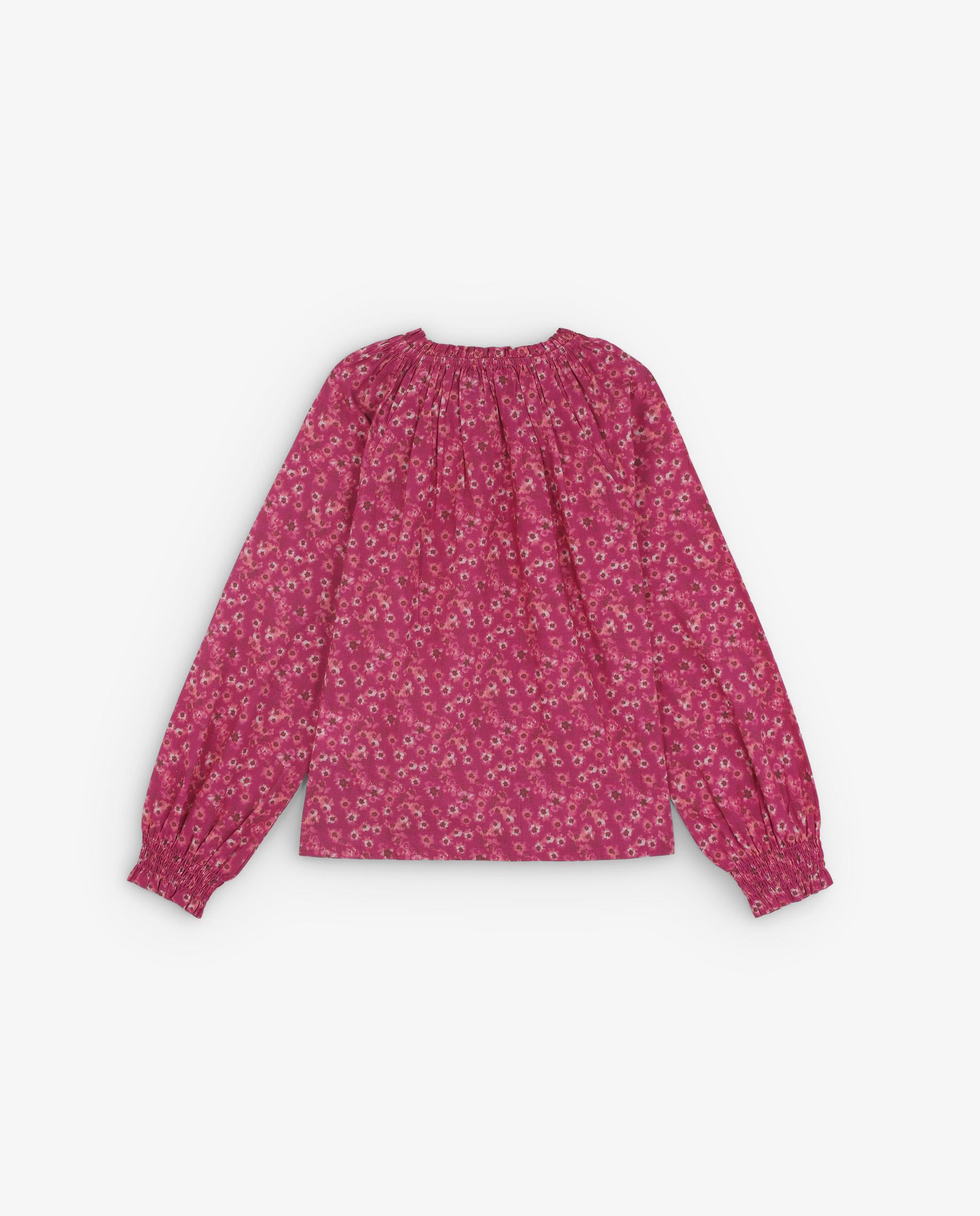 Blusa em Algodão e Manga Abalonada Rosa-6