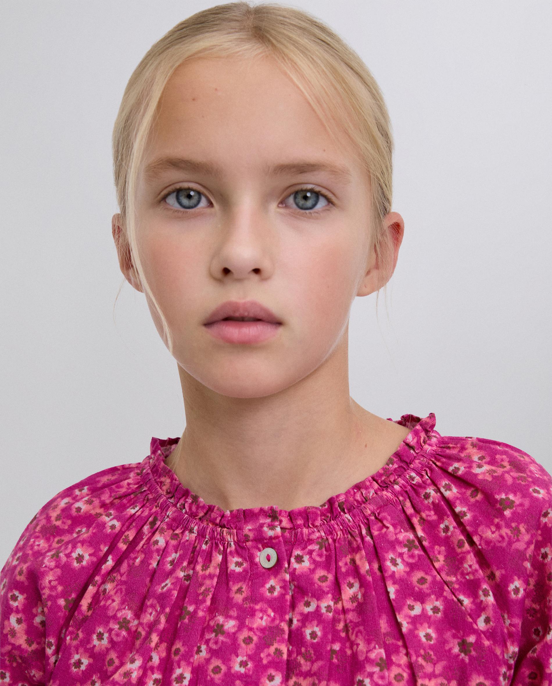 Blusa Infantil em Algodão e Manga Abalonada Rosa-4