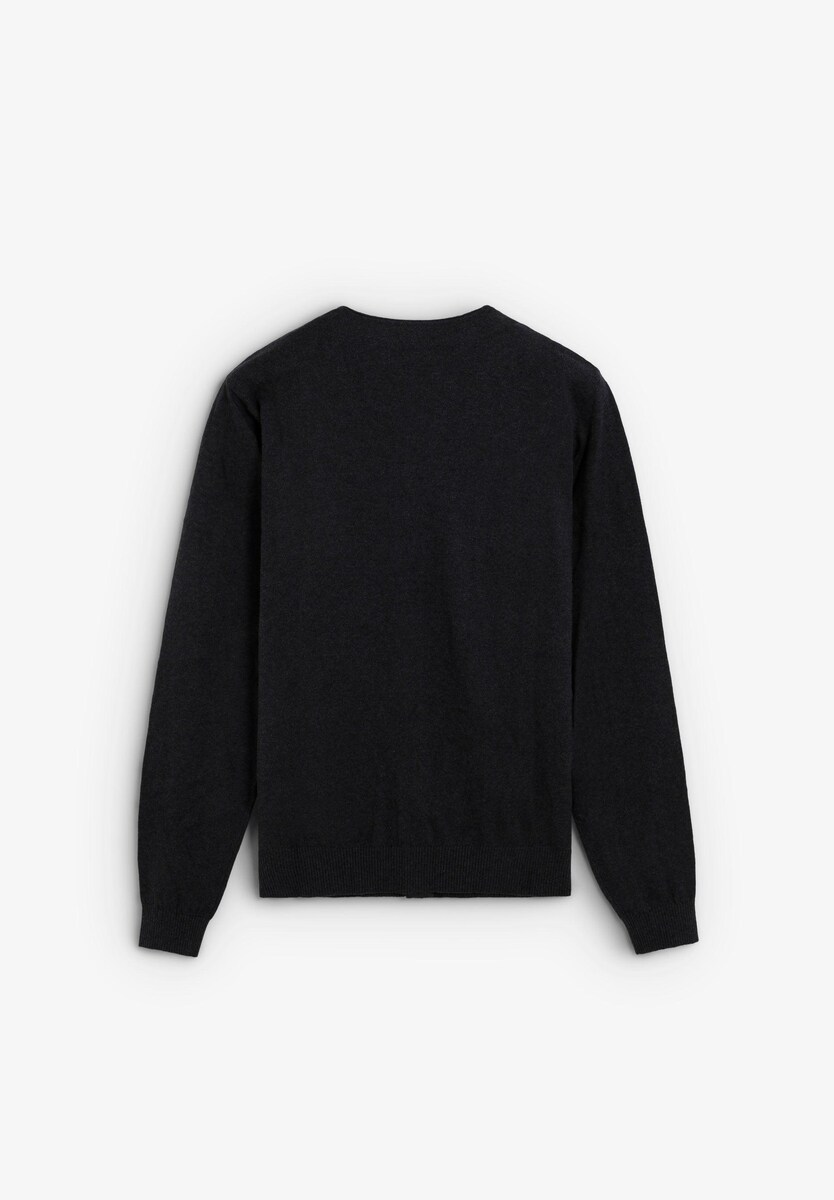 Cardigan com Gola em V e Manga Comprida Azul-4