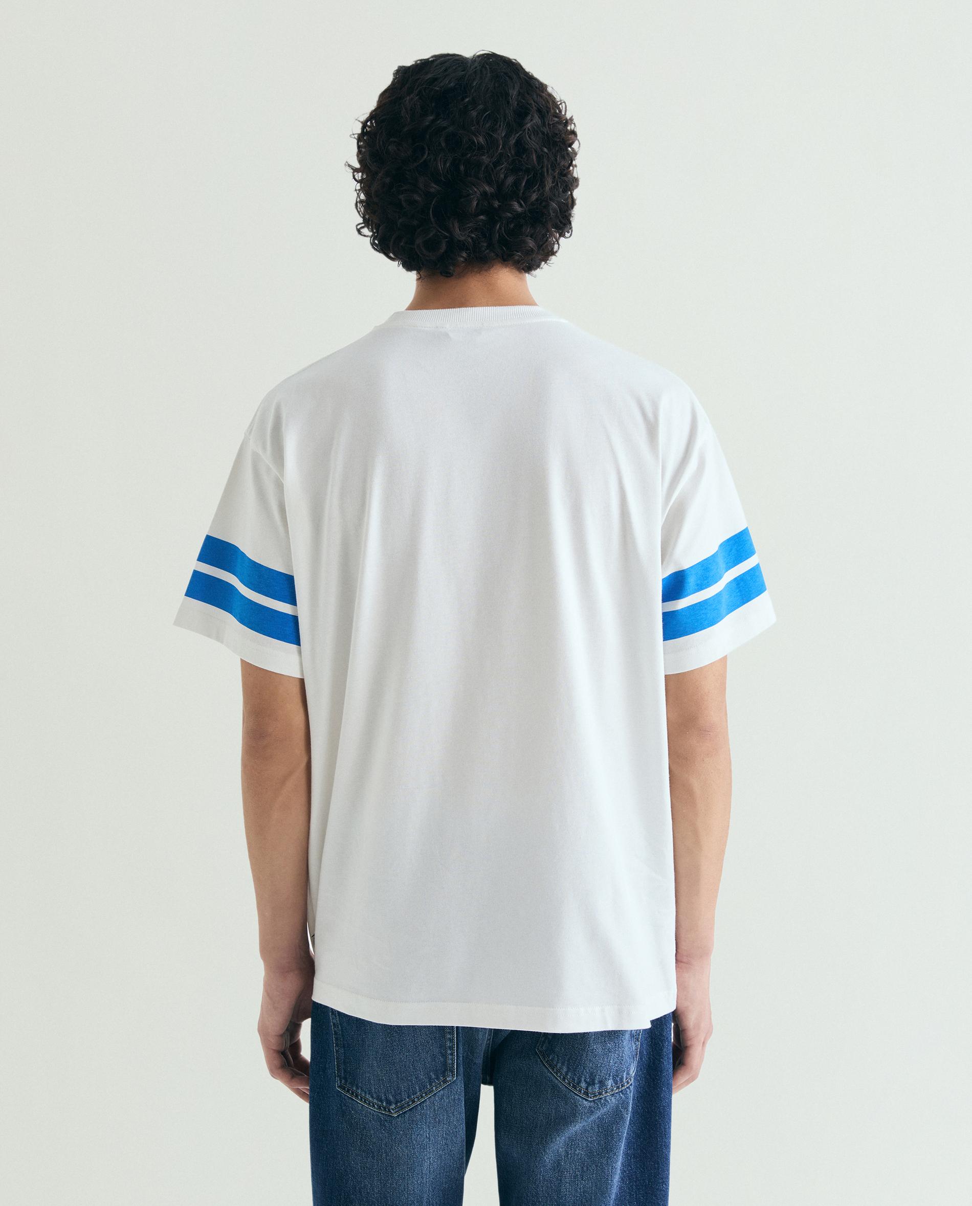 T-shirt de Manga Curta com Bandas em Contraste Azul-2