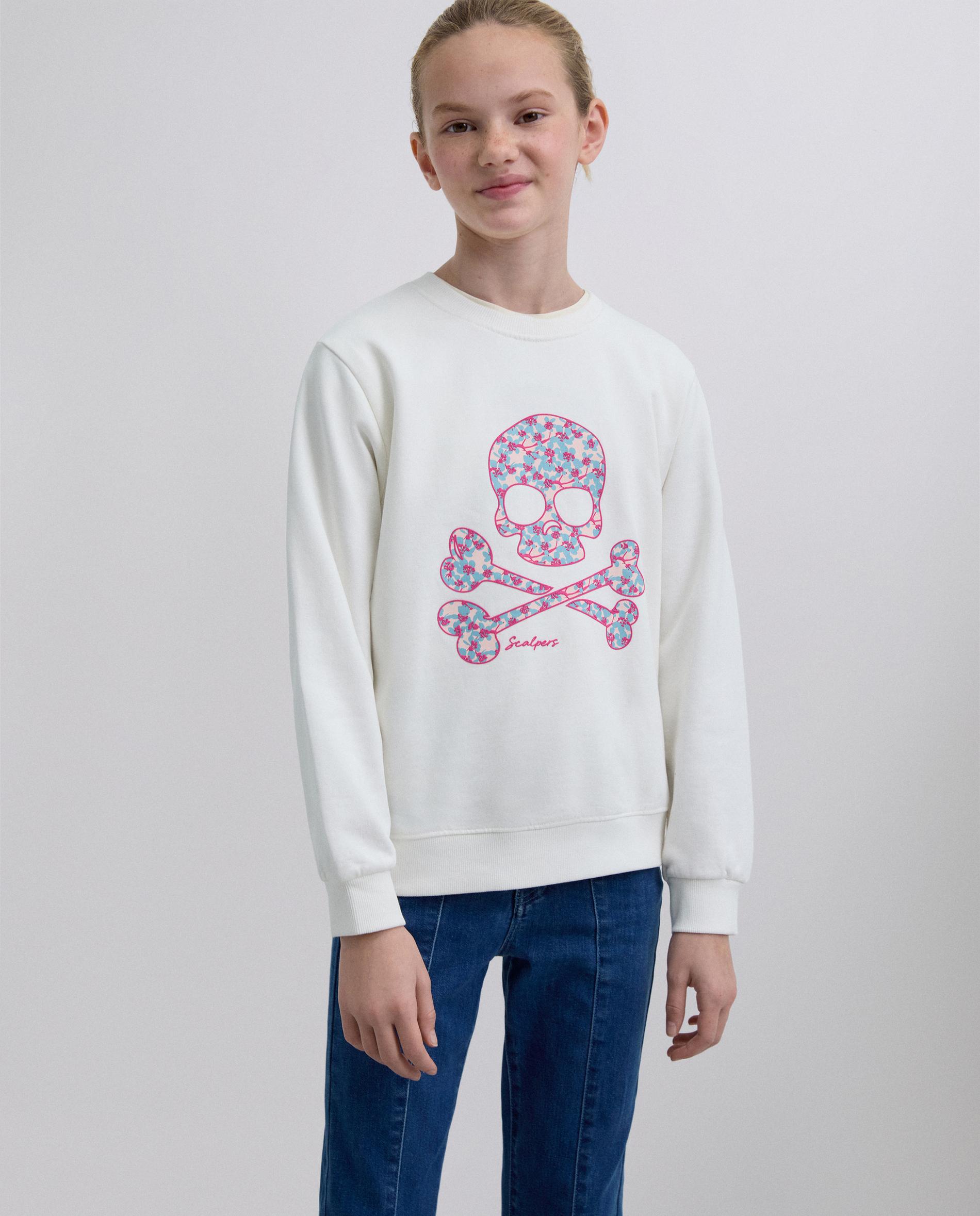 Sweatshirt sem Capuz Infantil de Algodão com Print Frontal Scalpers Branco-1