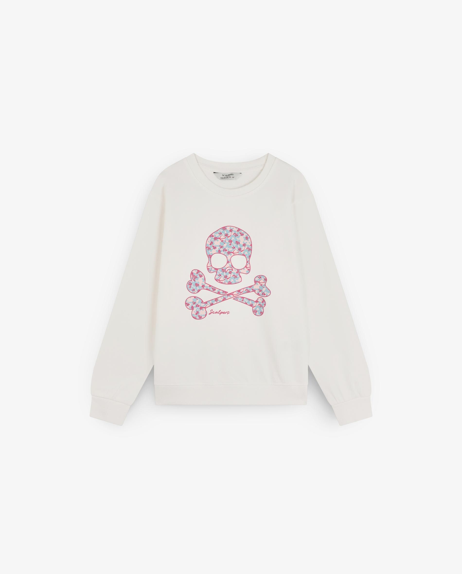 Sweatshirt sem Capuz Infantil de Algodão com Print Frontal Scalpers Branco-4