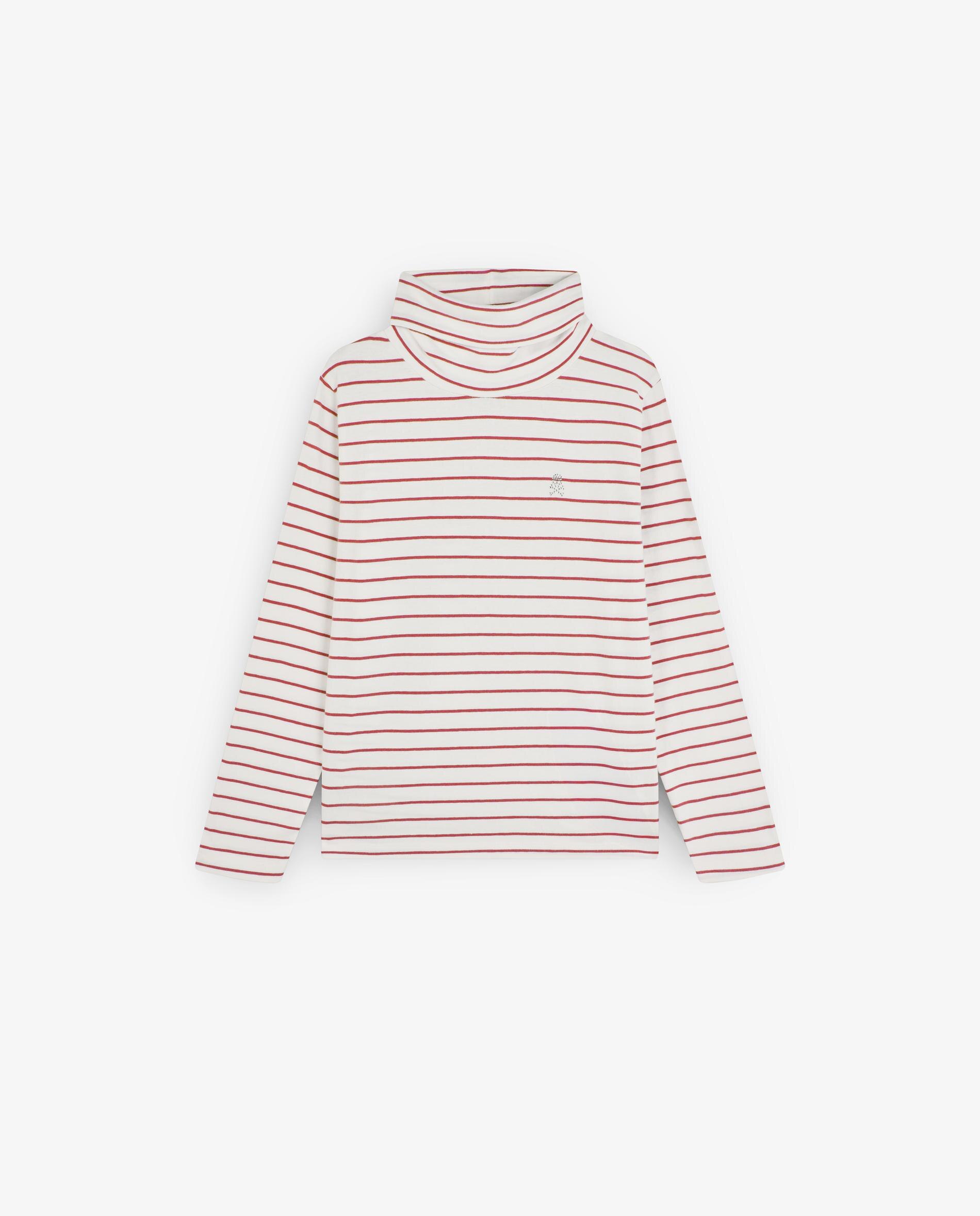 T-shirt Infantil de Manga Comprida com Estampado às Riscas Scalpers Vermelho-5