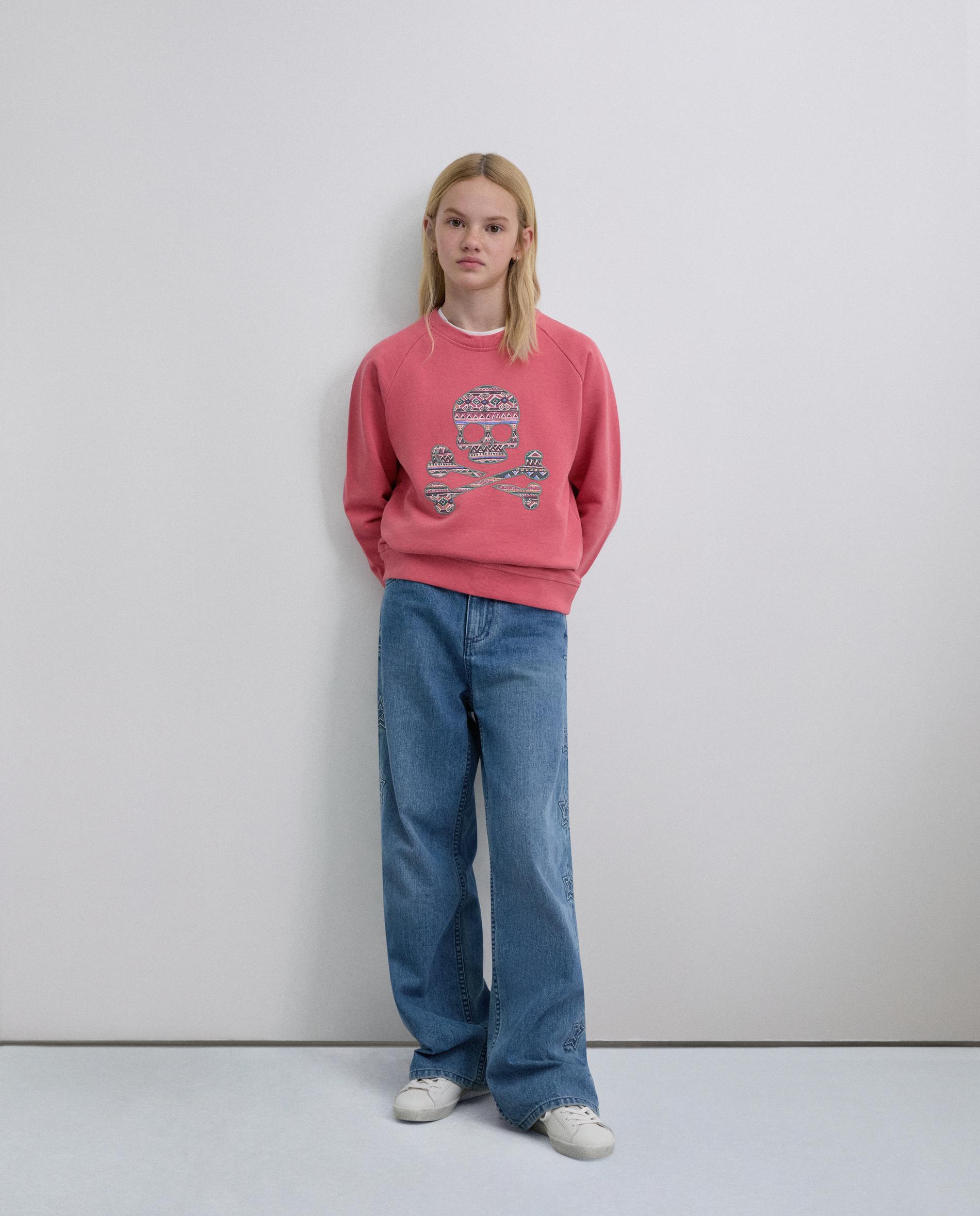 Sweatshirt Infantil de Algodão com Caveira Scalpers Morango-3