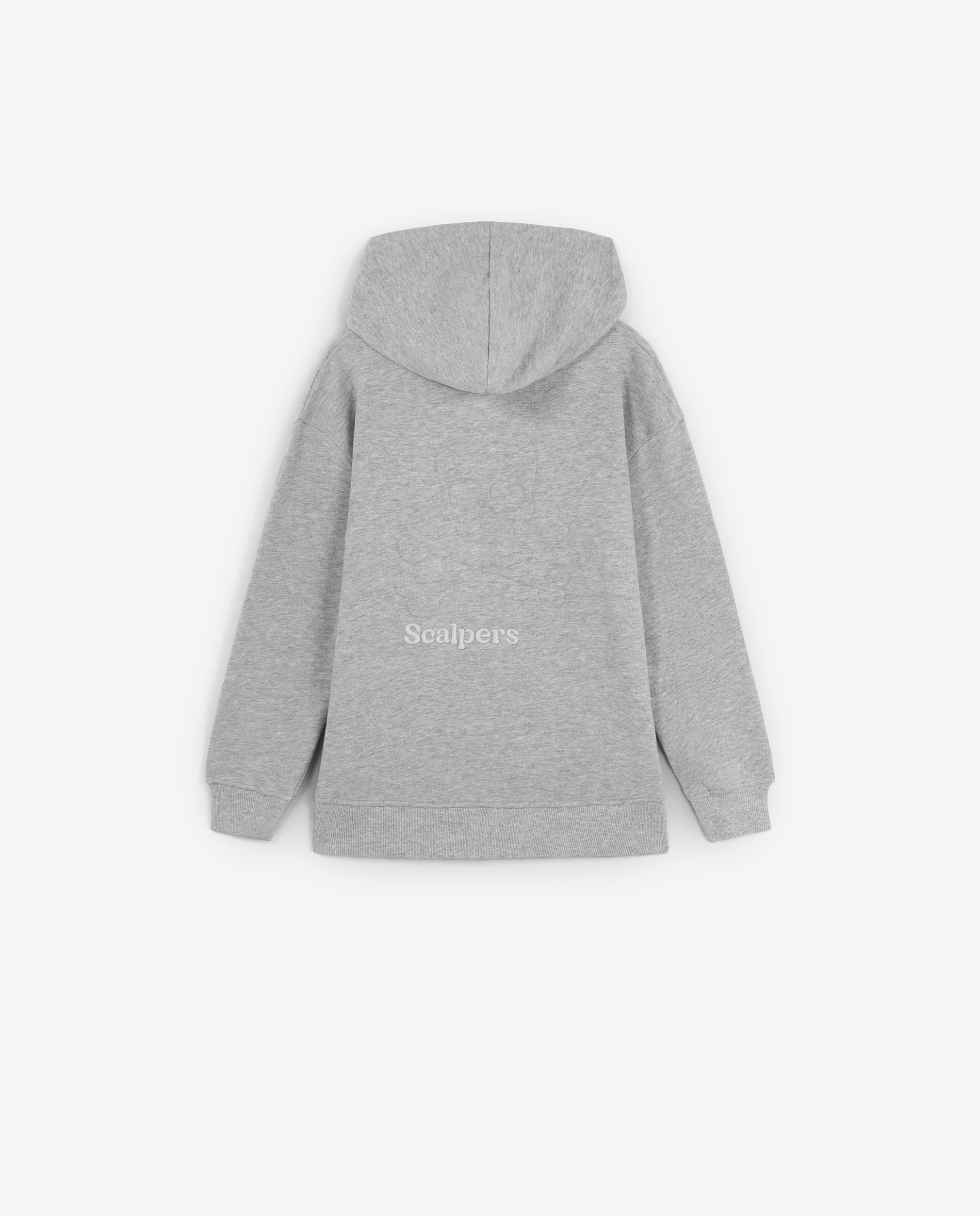 Sweatshirt com Capuz Infantil com Fecho Zip e Logo nas Costas Cinzento-claro-5