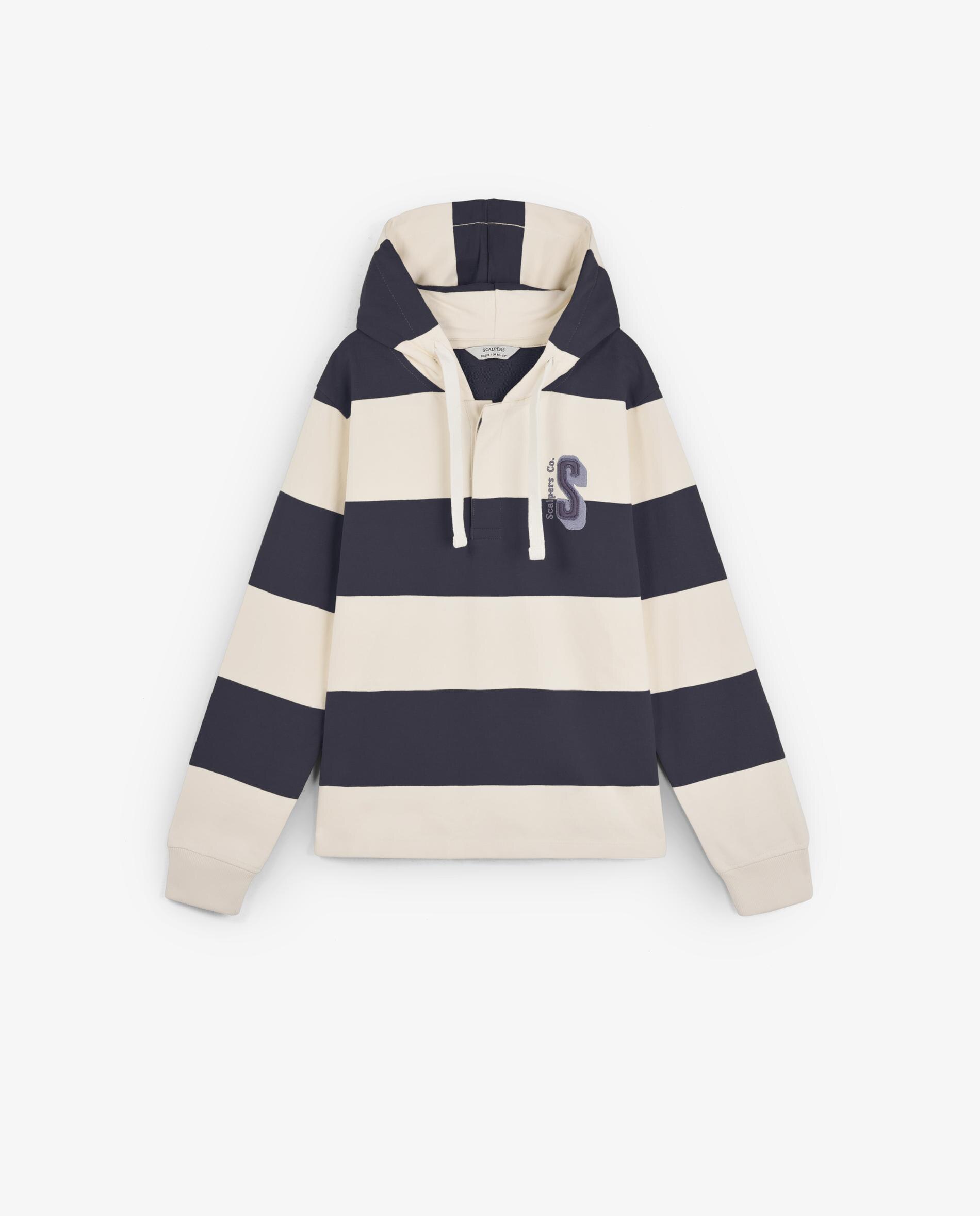 Sweatshirt Infantil com Capuz Ajustável e Estampado às Riscas Scalpers Azul-6