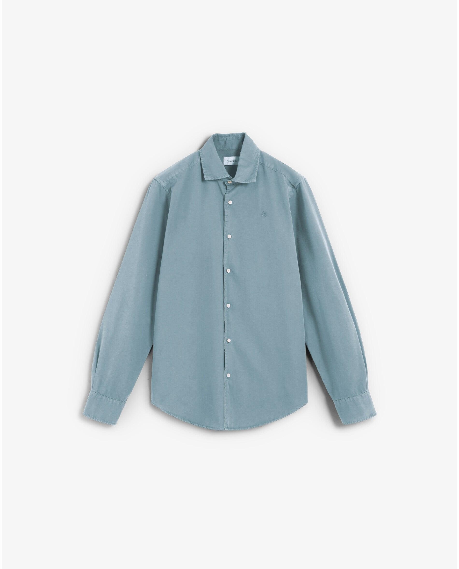 Camisa Regular Fit Lisa Azul-acinzentado-1