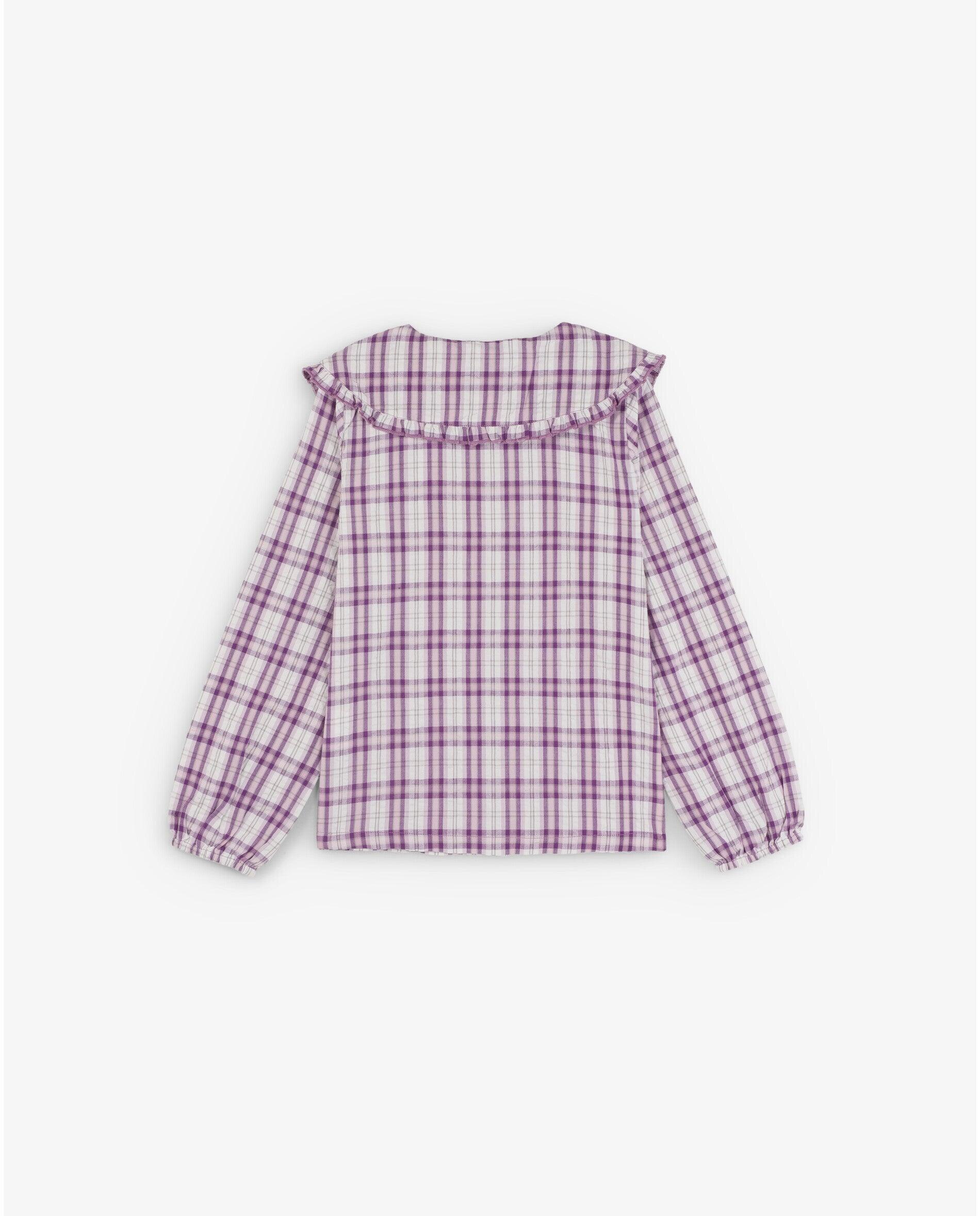 Blusa aos Quadrados com Gola Babete Scalpers Lilás / Branco-2