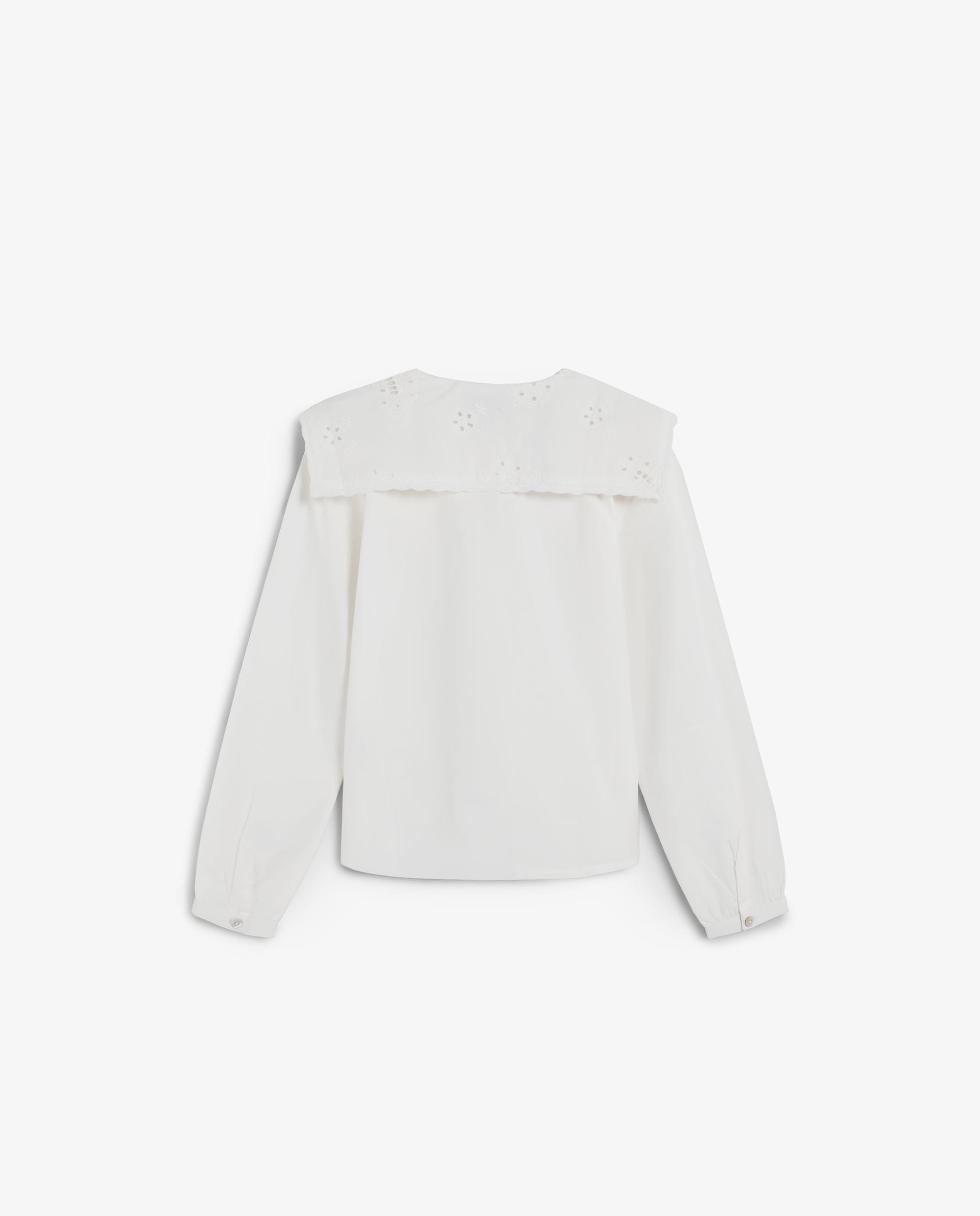 Blusa Infantil com Detalhe Bordado na Gola e Acabamento em Ondas Scalpers Branco-7