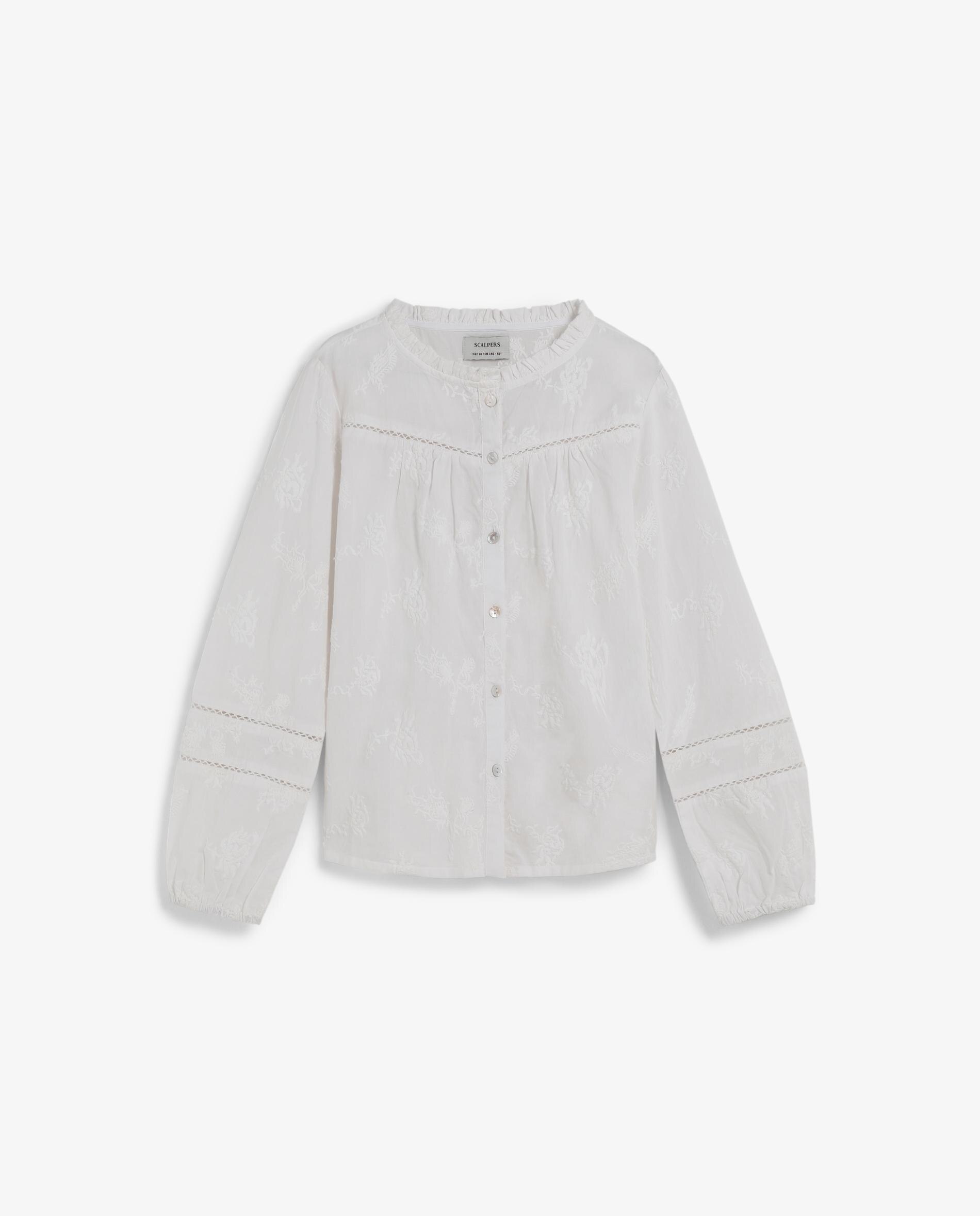 Blusa Infantil Bordada de Manga Comprida Scalpers Branco-6