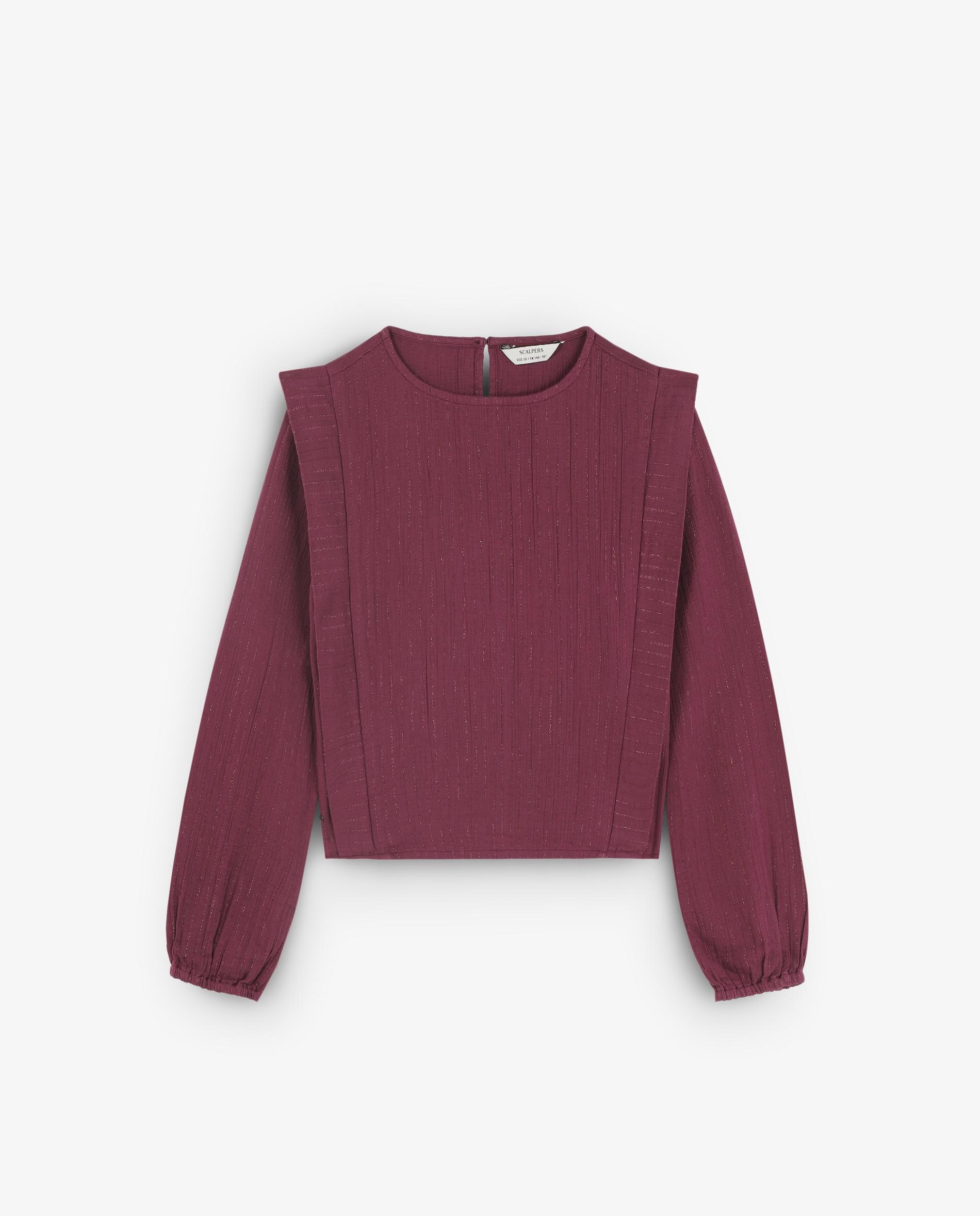 Blusa Infantil de Algodão com Detalhes Canelados Scalpers Bordeaux-7