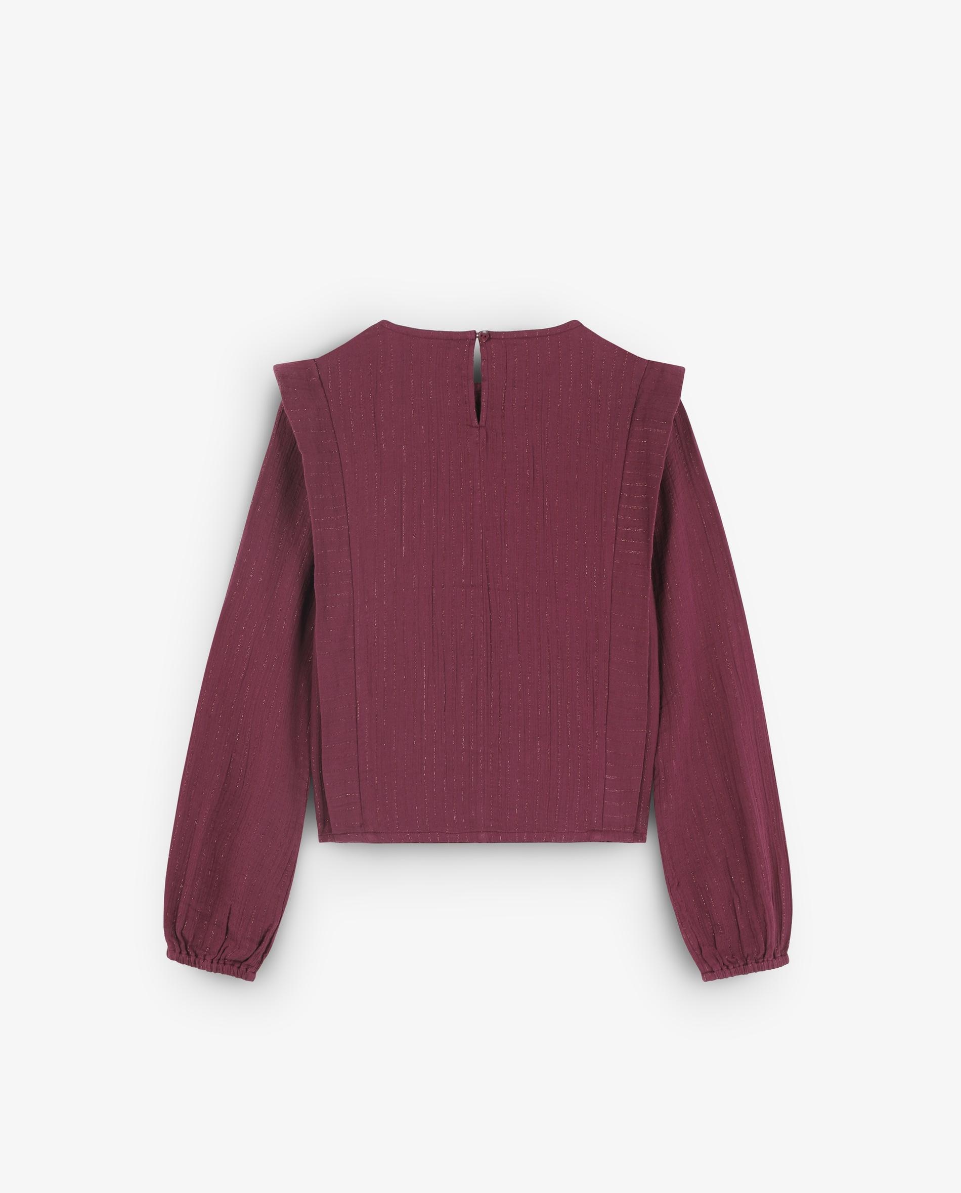 Blusa Infantil de Algodão com Detalhes Canelados Scalpers Bordeaux-8