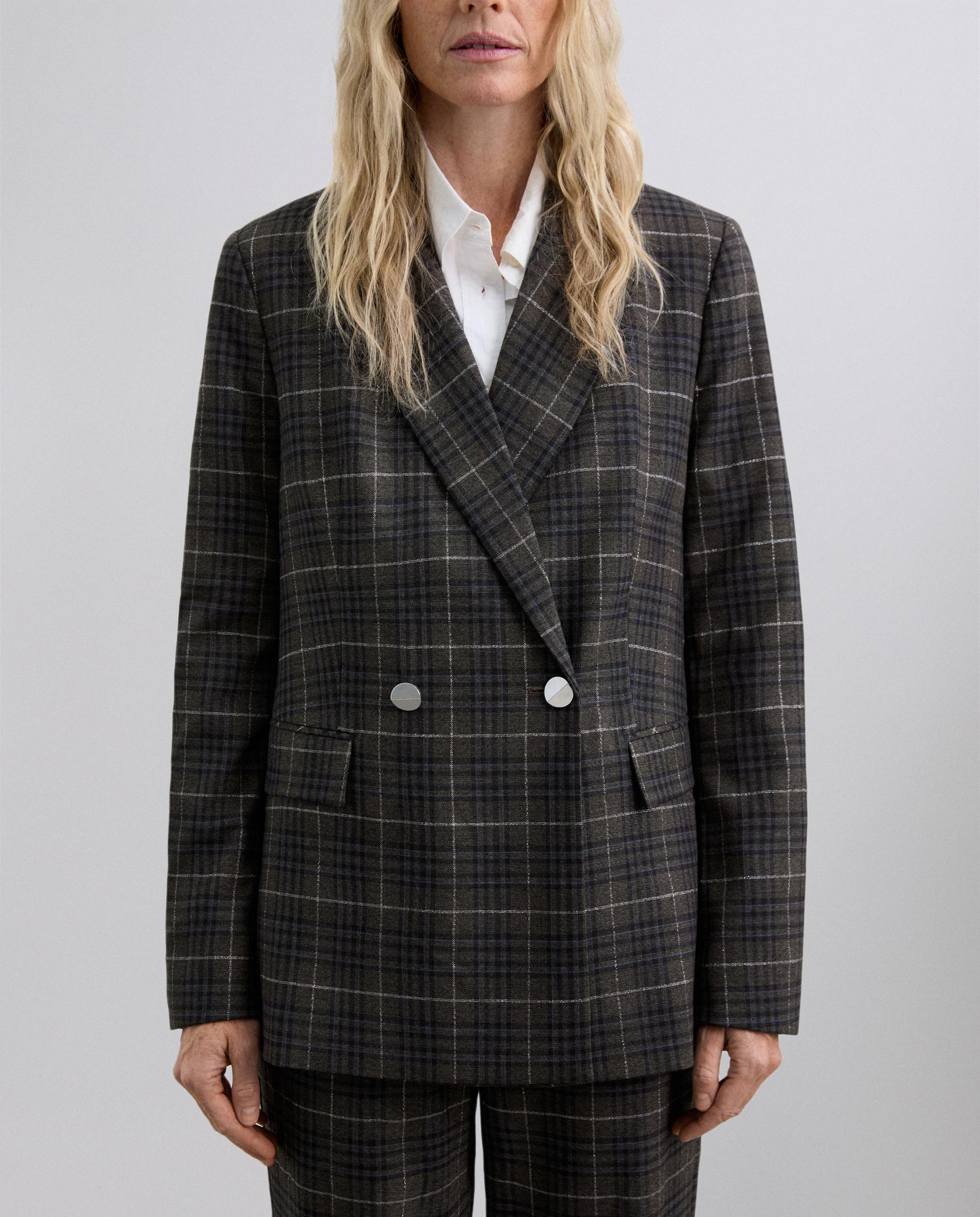 Blazer aos Quadrados com Lapela Multicolor-4