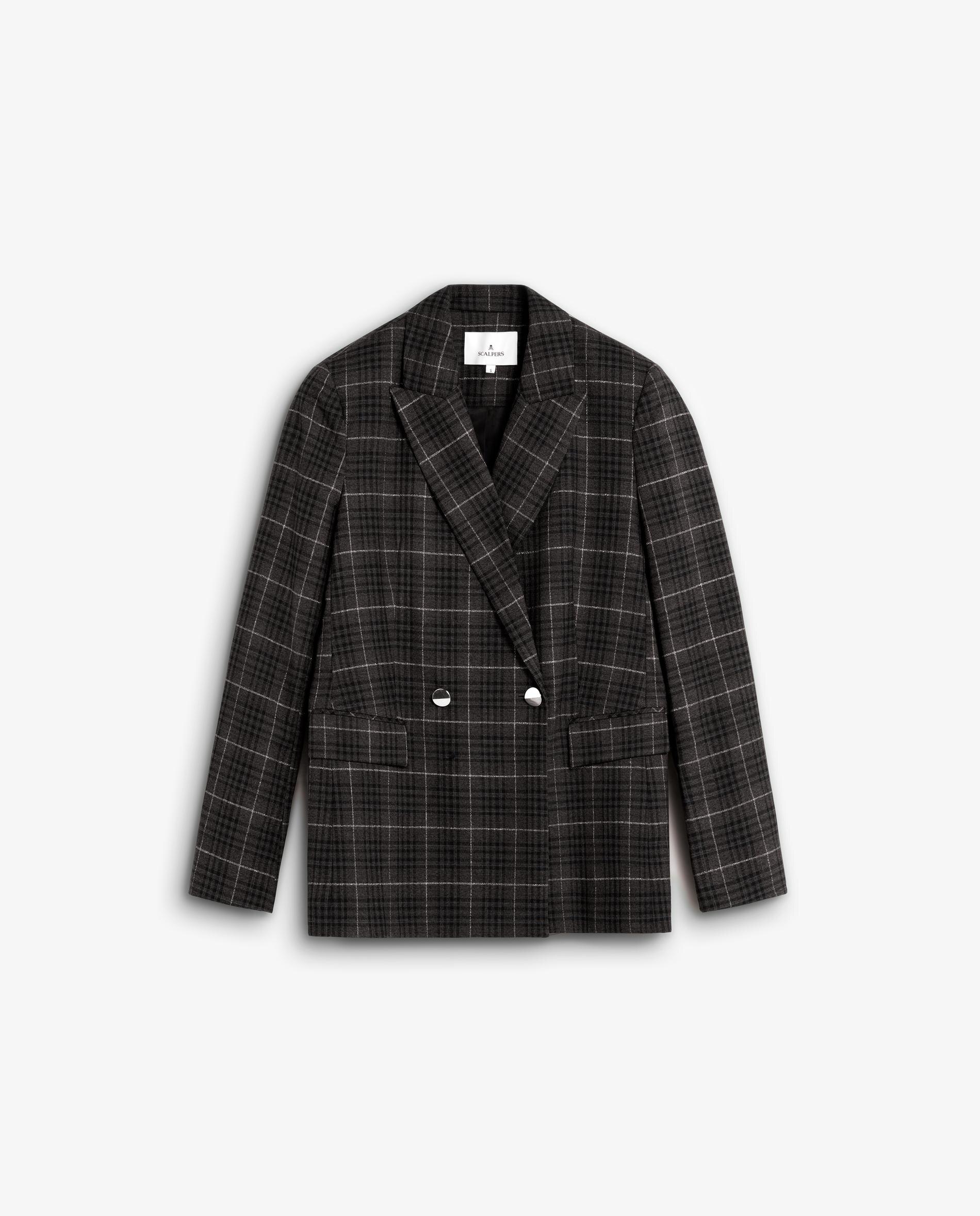 Blazer aos Quadrados com Lapela Multicolor-6