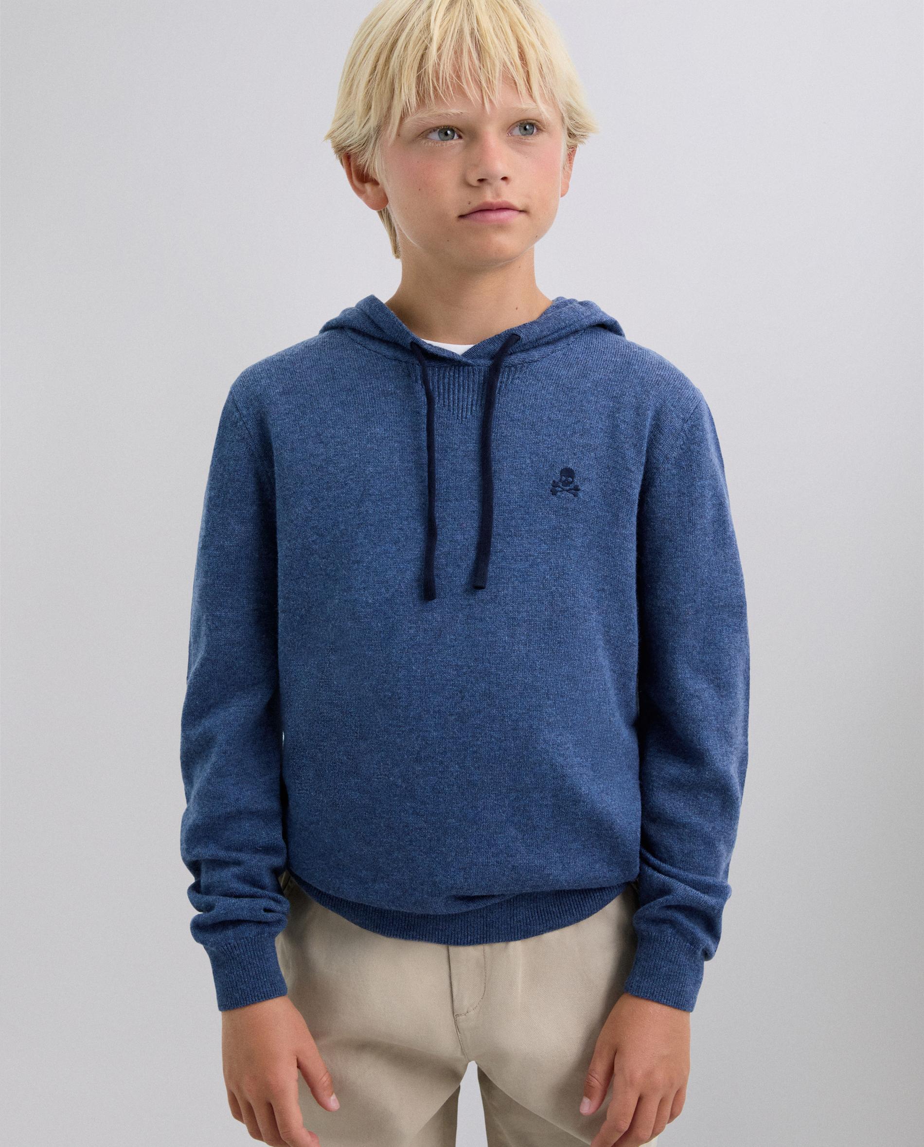 Camisola Infantil com Capuz e Detalhes em Contraste Scalpers Azul-2