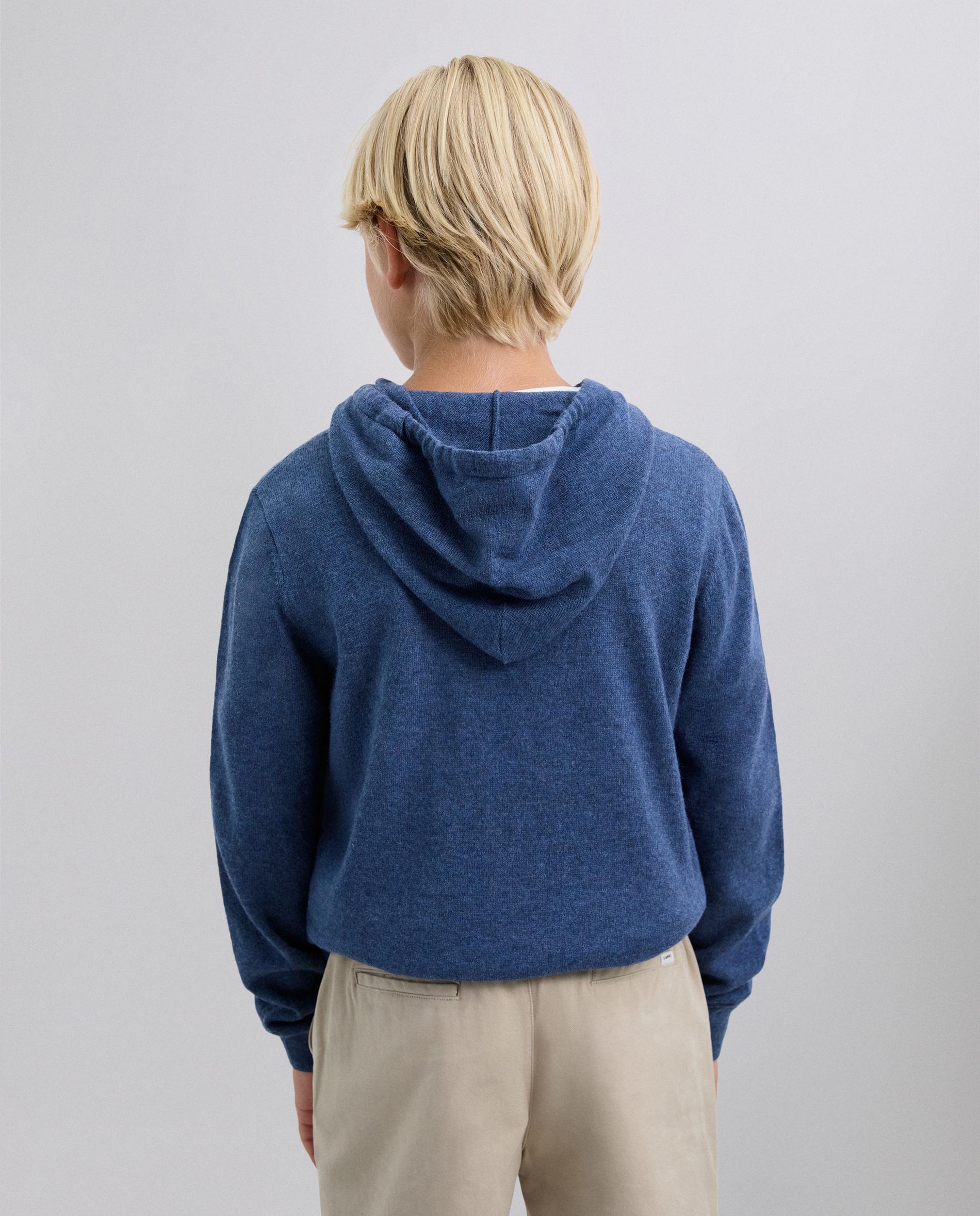 Camisola Infantil com Capuz e Detalhes em Contraste Scalpers Azul-3