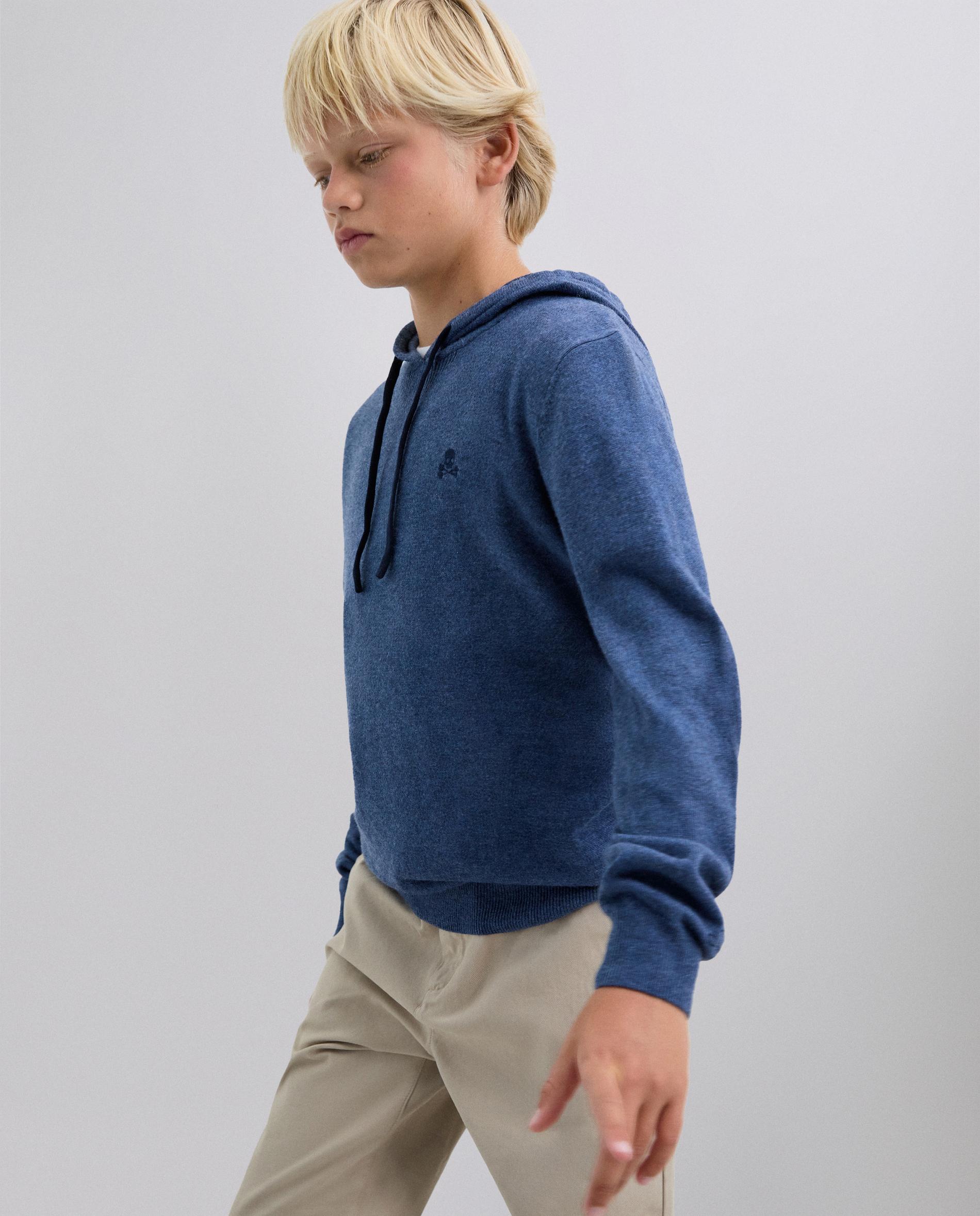 Camisola Infantil com Capuz e Detalhes em Contraste Scalpers Azul-5