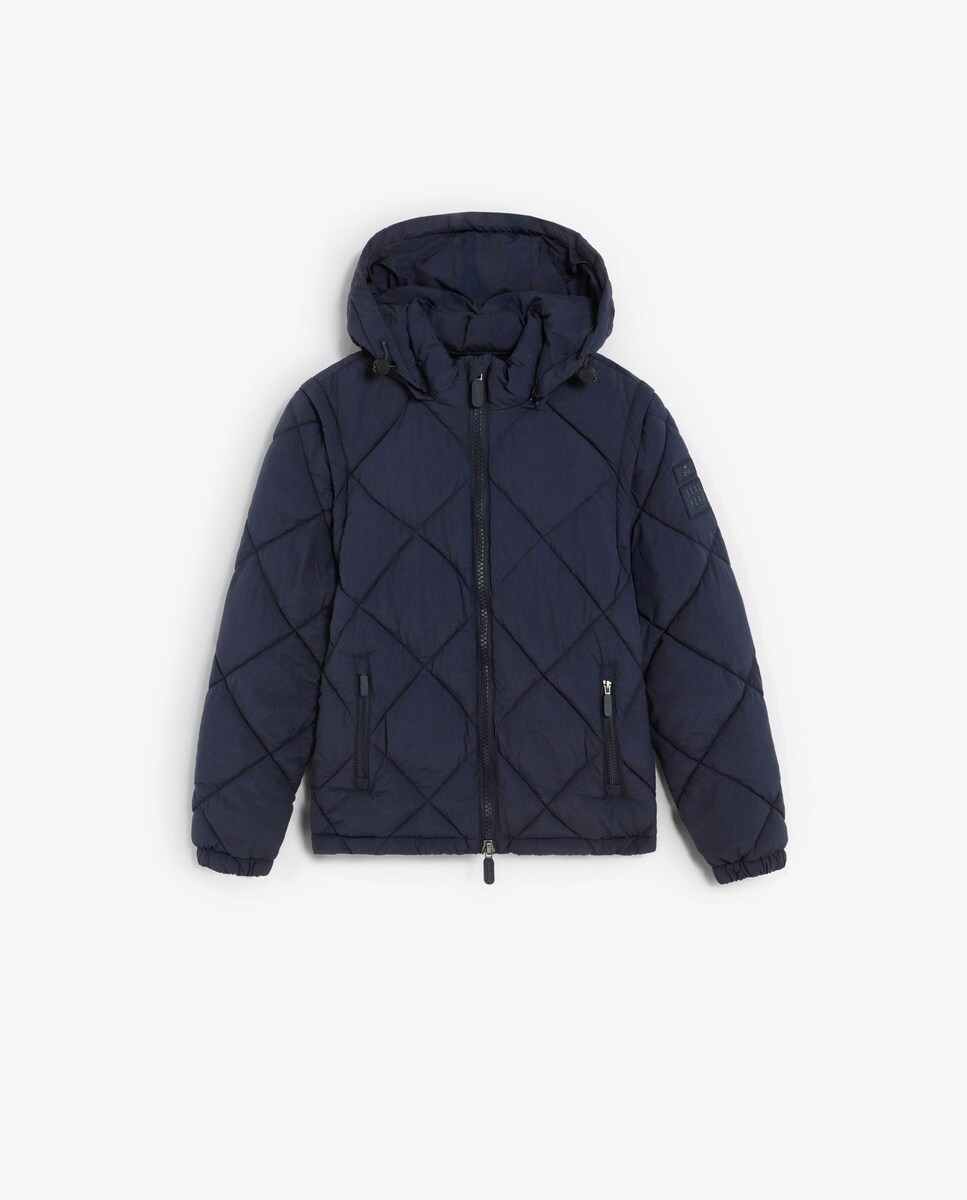 Blusão Infantil com Capuz e Manga Comprida Desmontável Azul-marinho-6