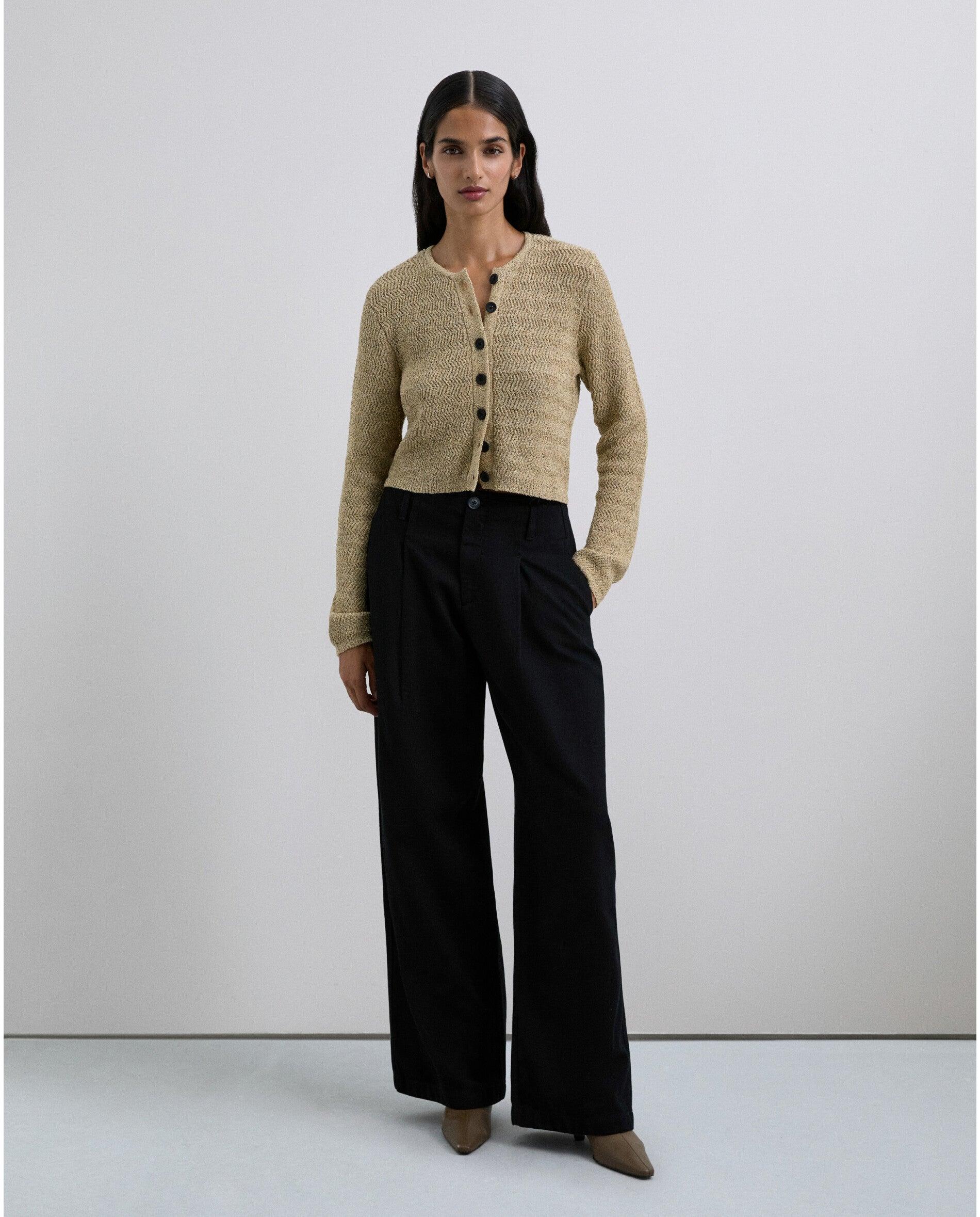 Calças Formais Tipo Calças Chino de Algodão Preto-1