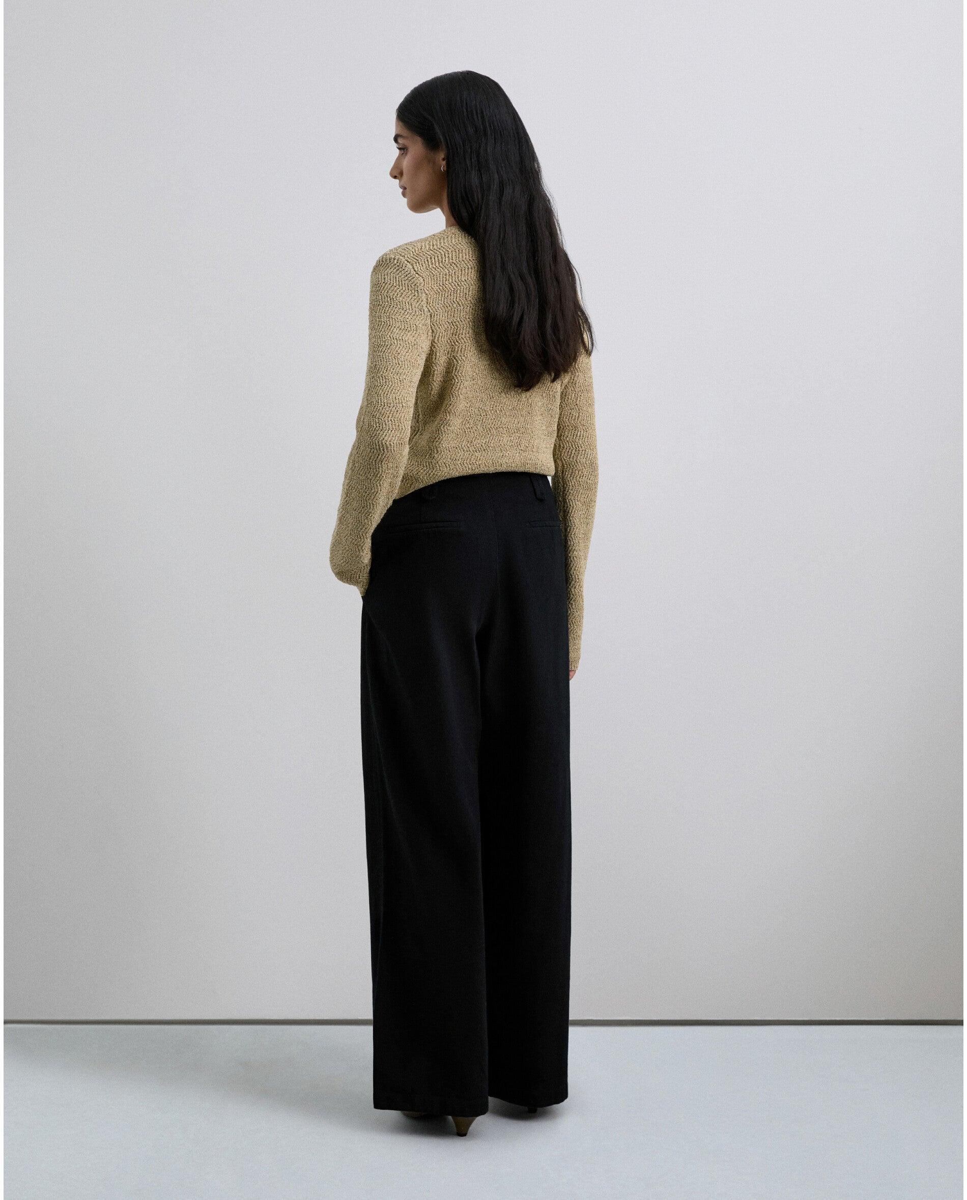 Calças Formais Tipo Calças Chino de Algodão Preto-3