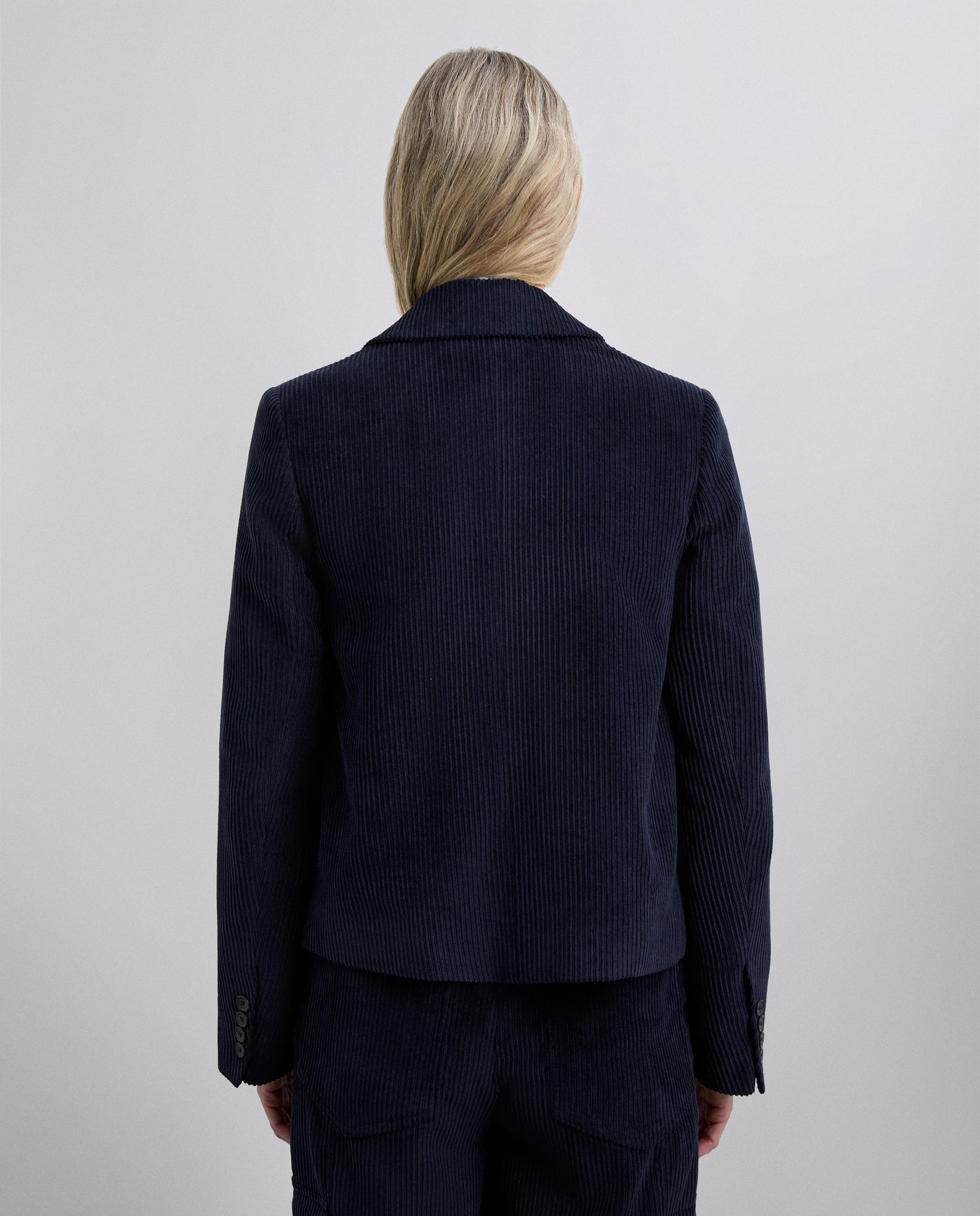 Blazer de Bombazina com Lapela em Bico Azul-2