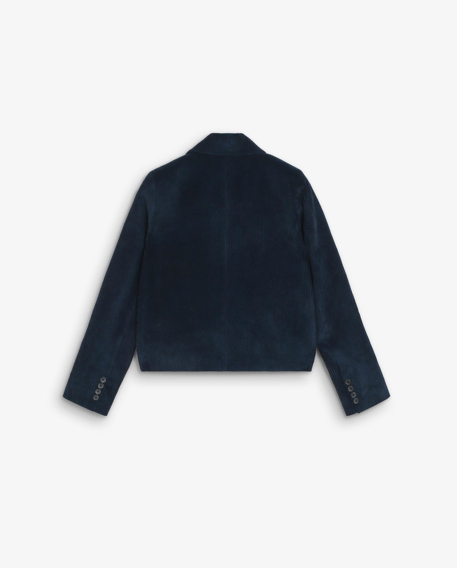 Blazer de Bombazina com Lapela em Bico Azul-6