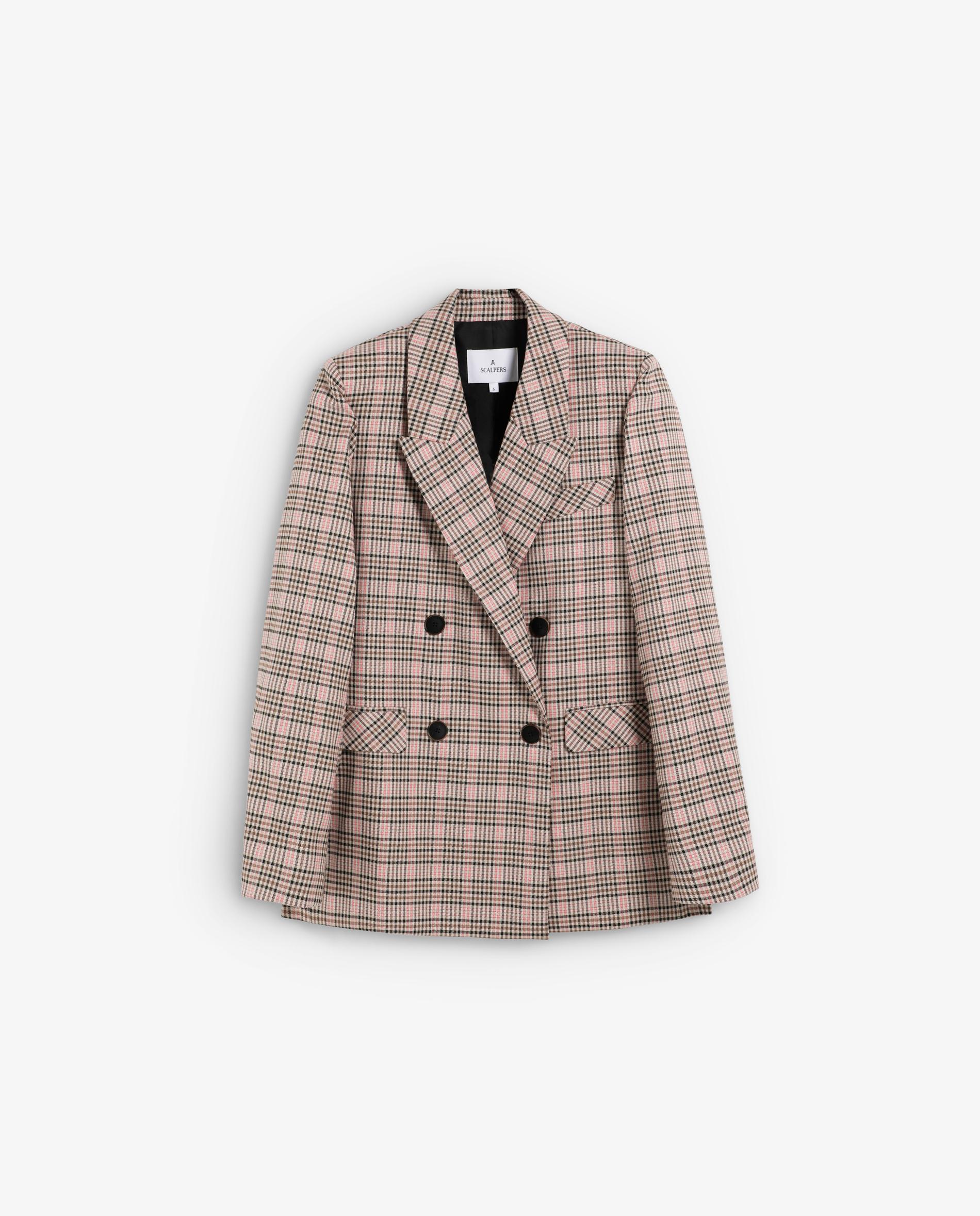 Blazer Aos Quadrados com Fecho Cruzado Rosa-5