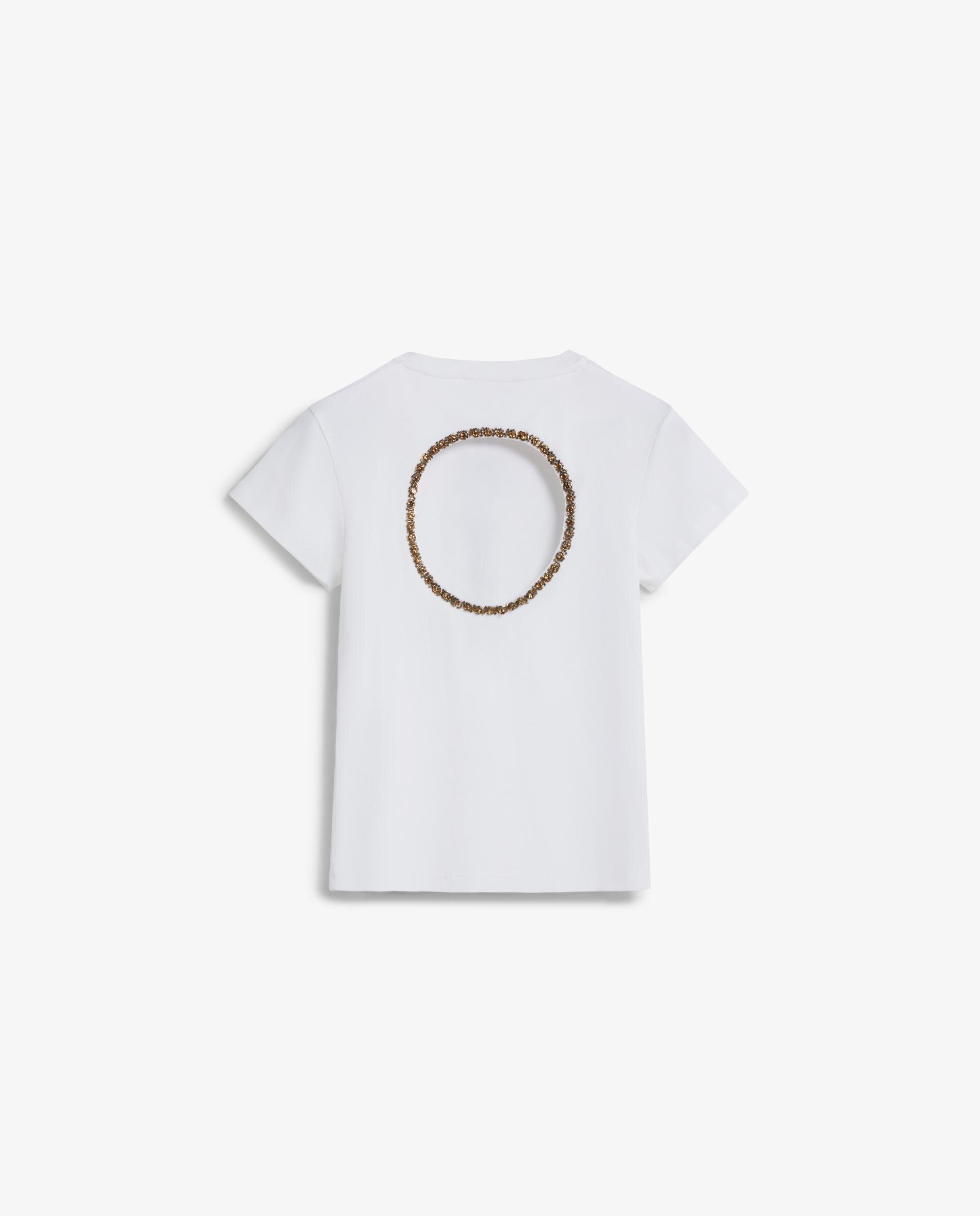 T-shirt de Manga Curta com Pedraria nas Costas Branco-6